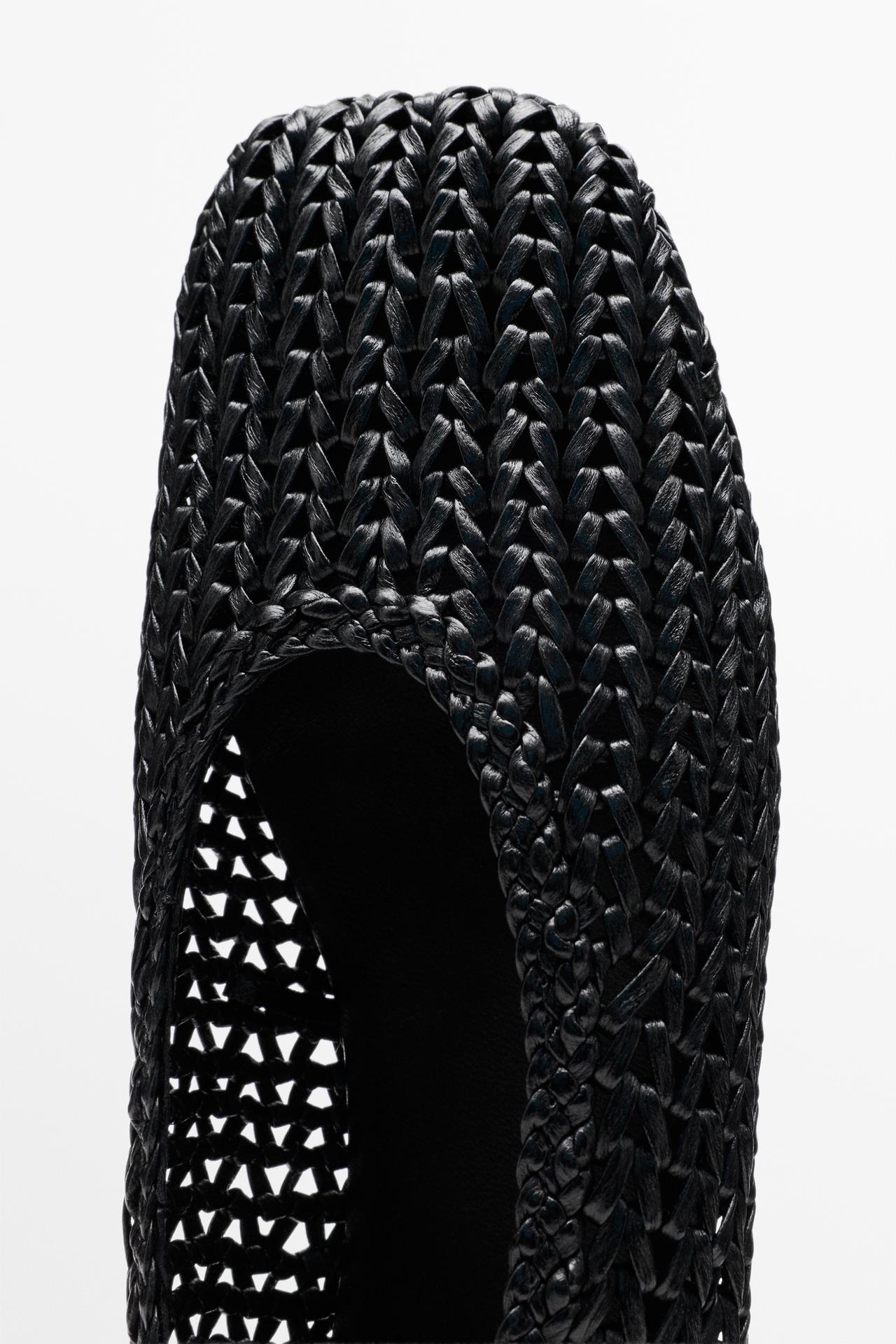 Braided sheepskin ballet flats — BLACK