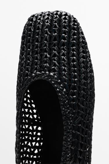 Braided sheepskin ballet flats — BLACK 5