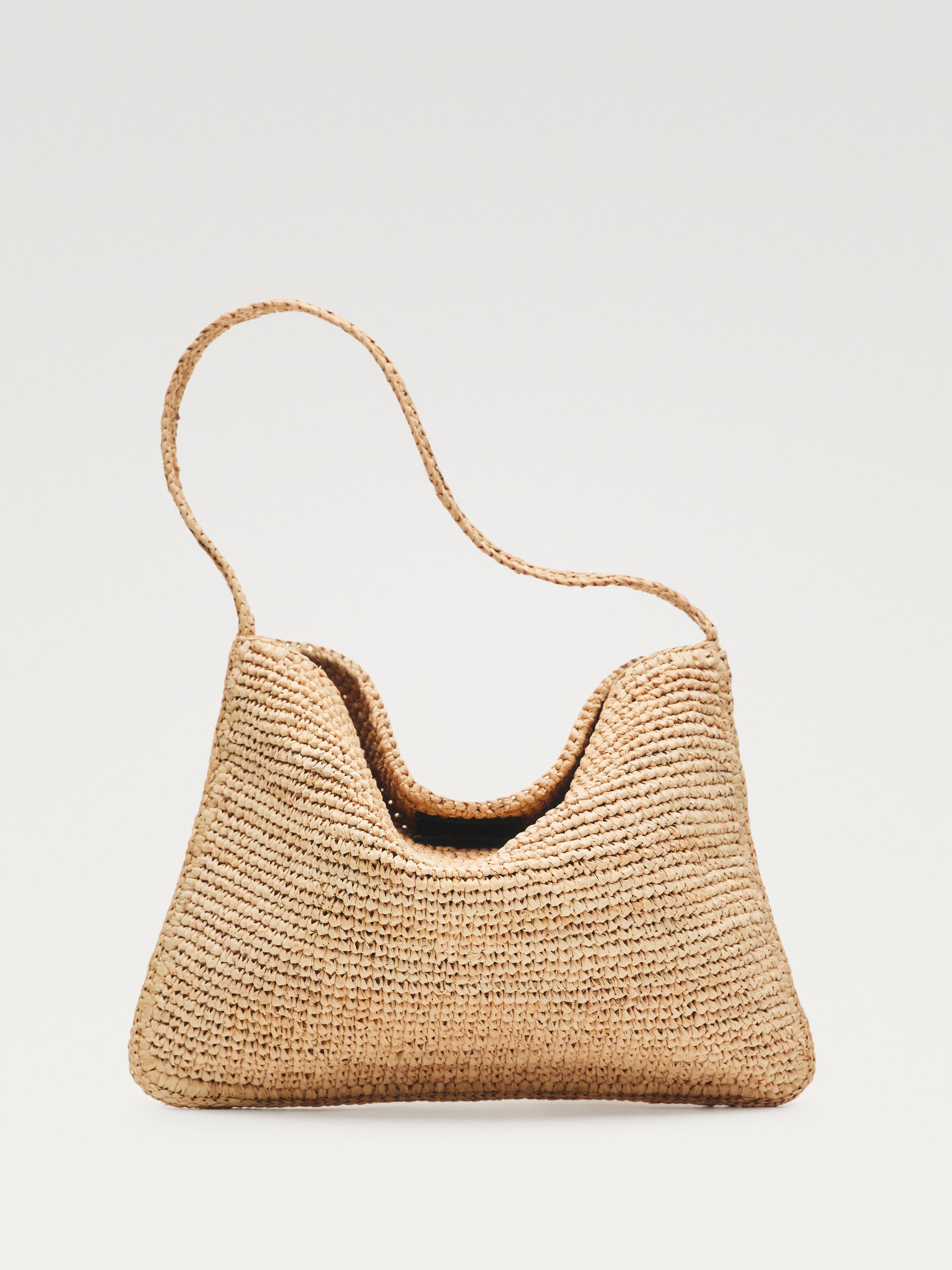 Small raffia shoulder bag — BEIGE