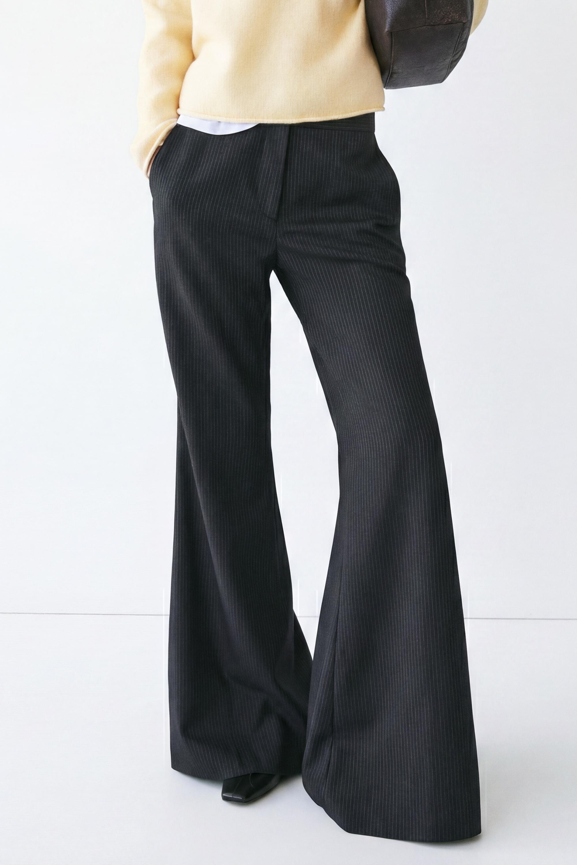 Flare fit pinstripe trousers — CHARCOAL