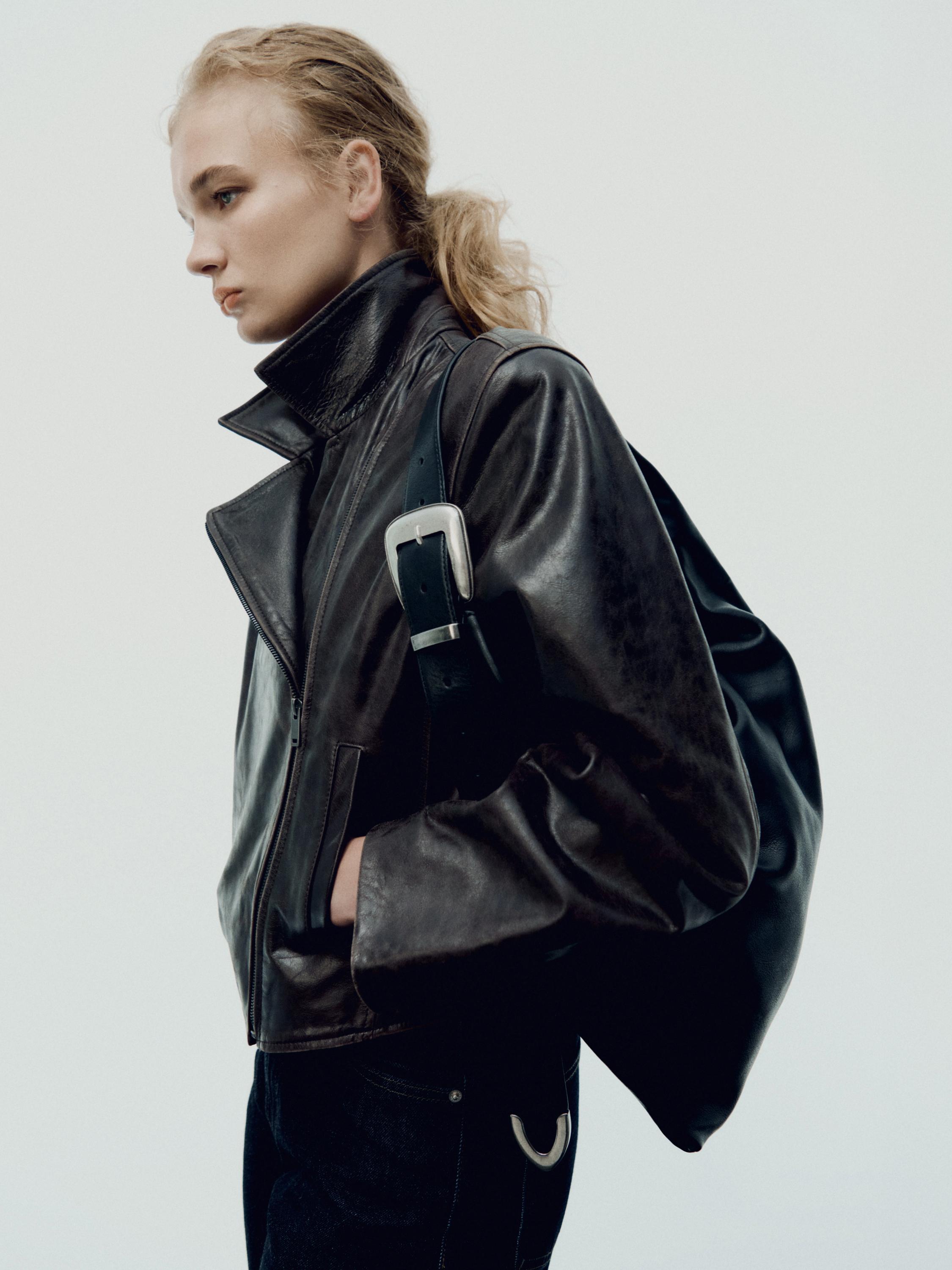 Nappa leather biker jacket