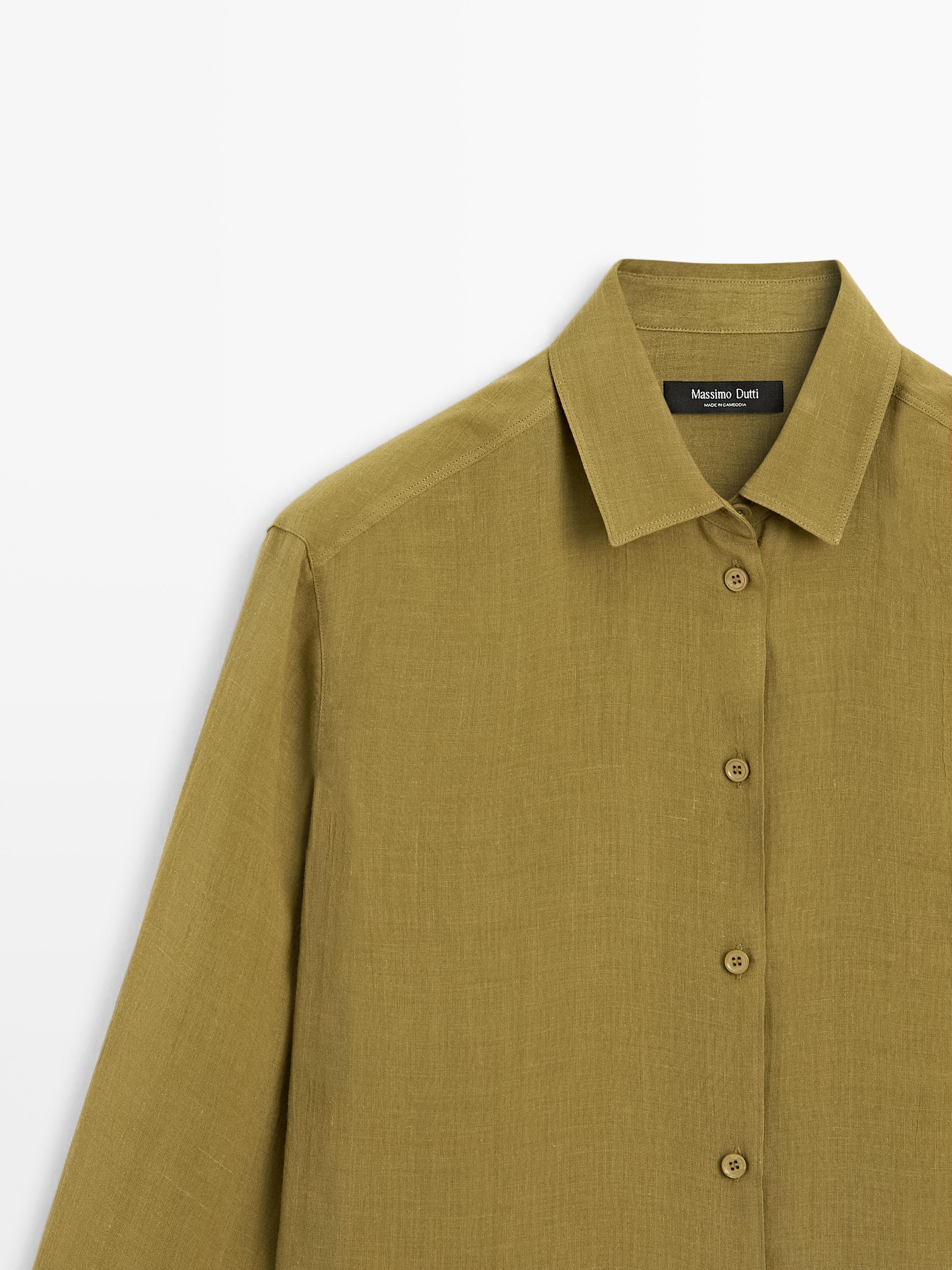 Flowing shirt with shirt collar — GREEN