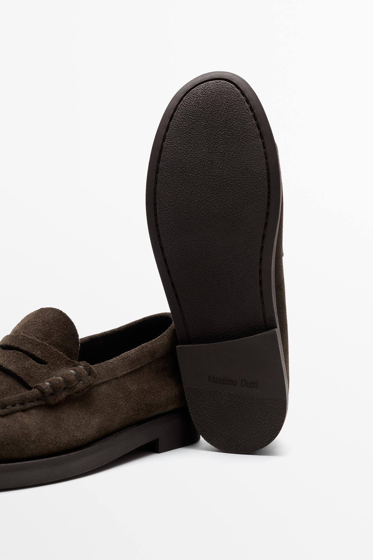 Leather penny loafer — BROWN