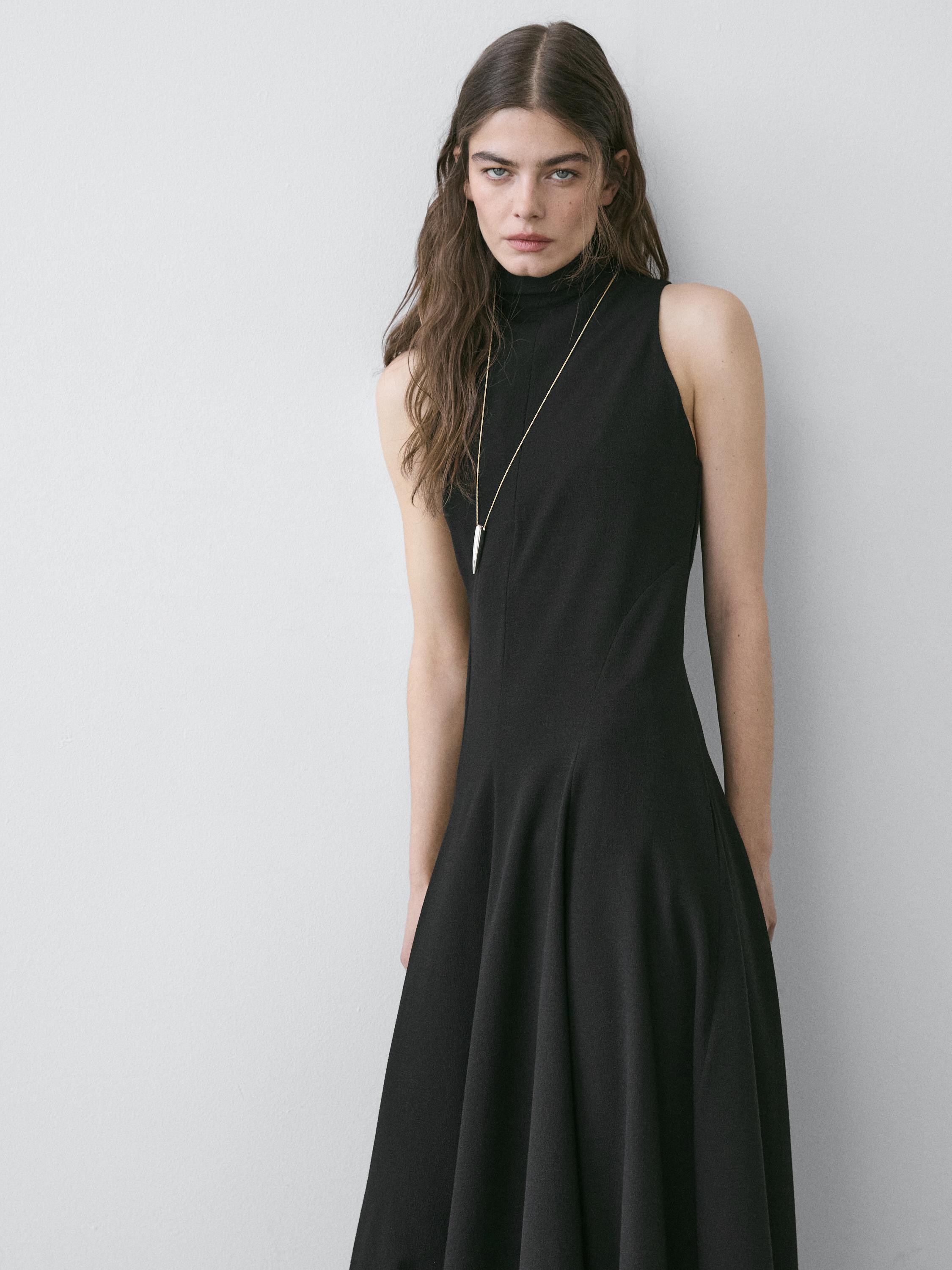 Halter neck midi dress with tie detail