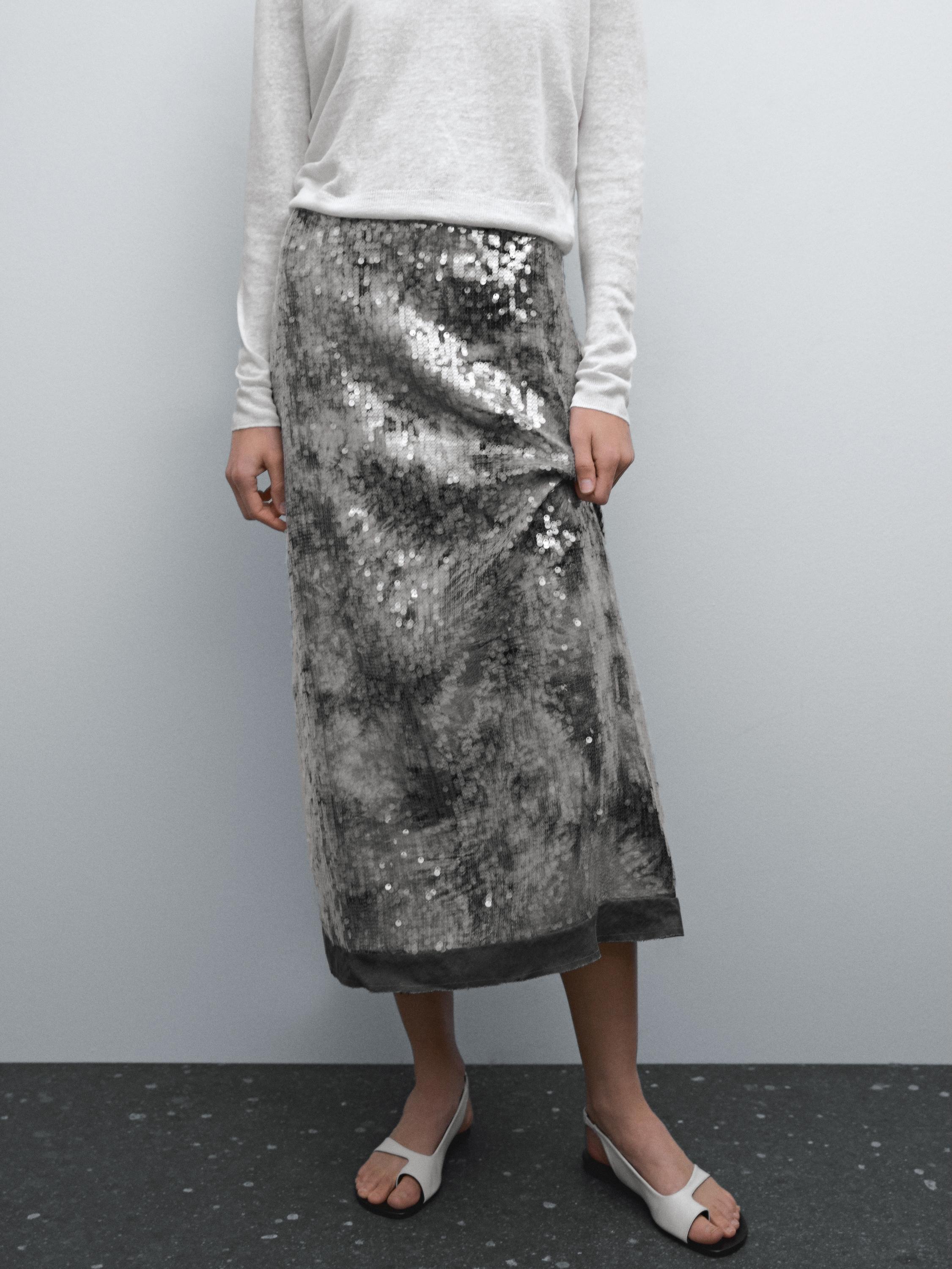 Jupe midi à paillettes