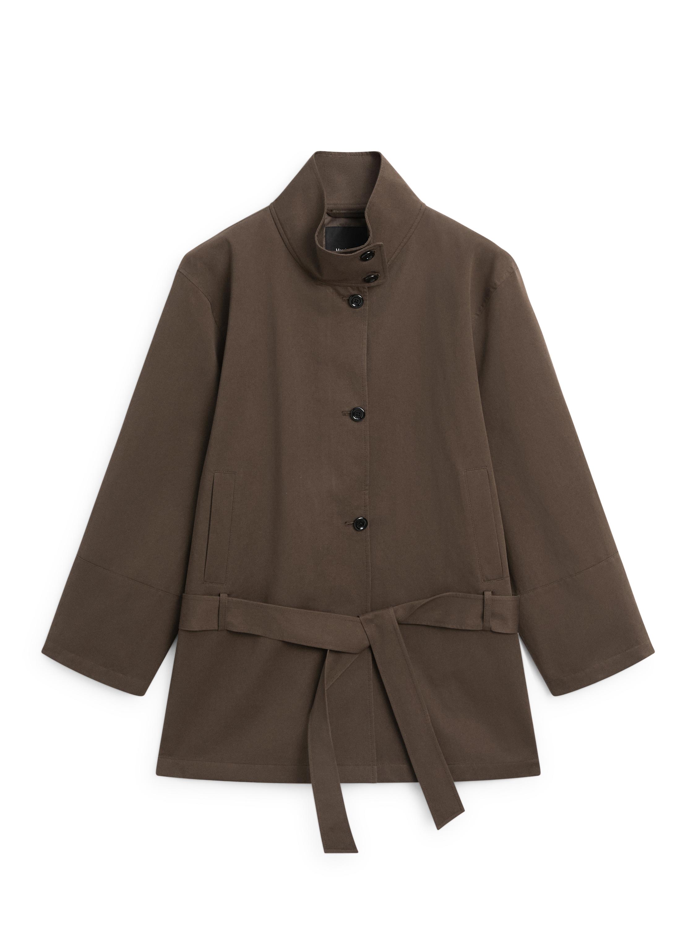 Mid-length trench coat with belt detail — Chocolate