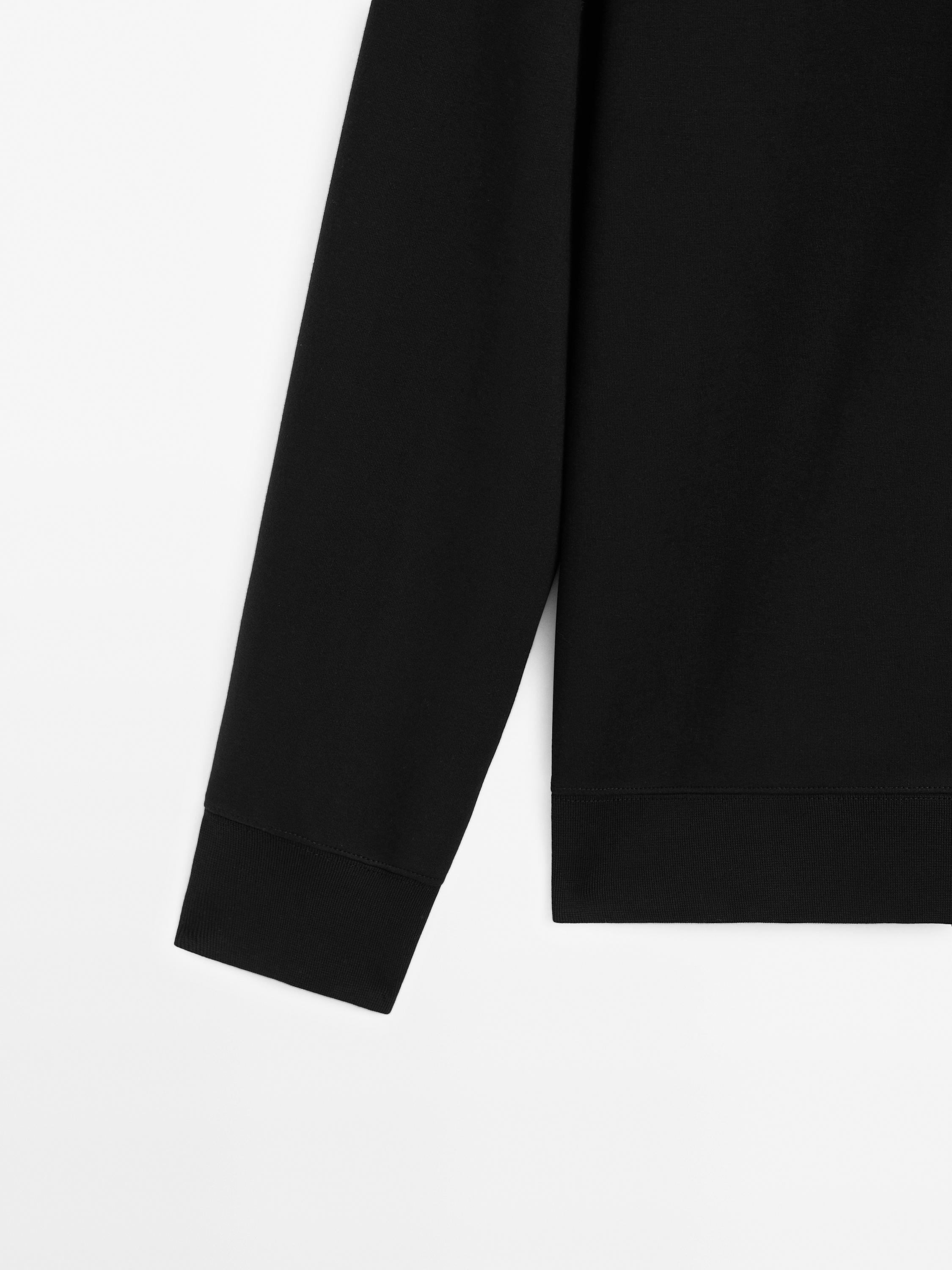 Cotton blend mock neck sweatshirt