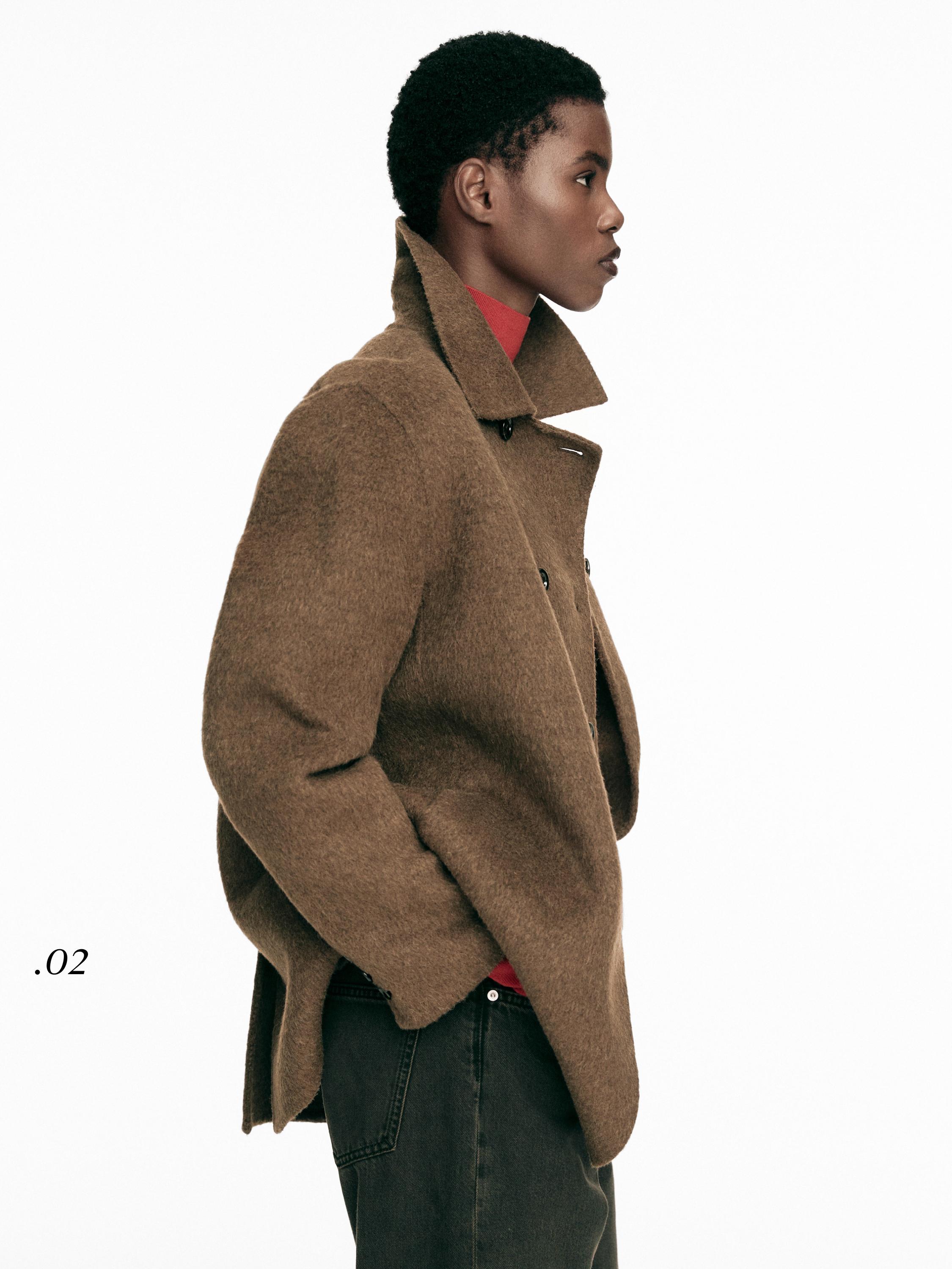 Manteau double boutonnage en laine mélangée