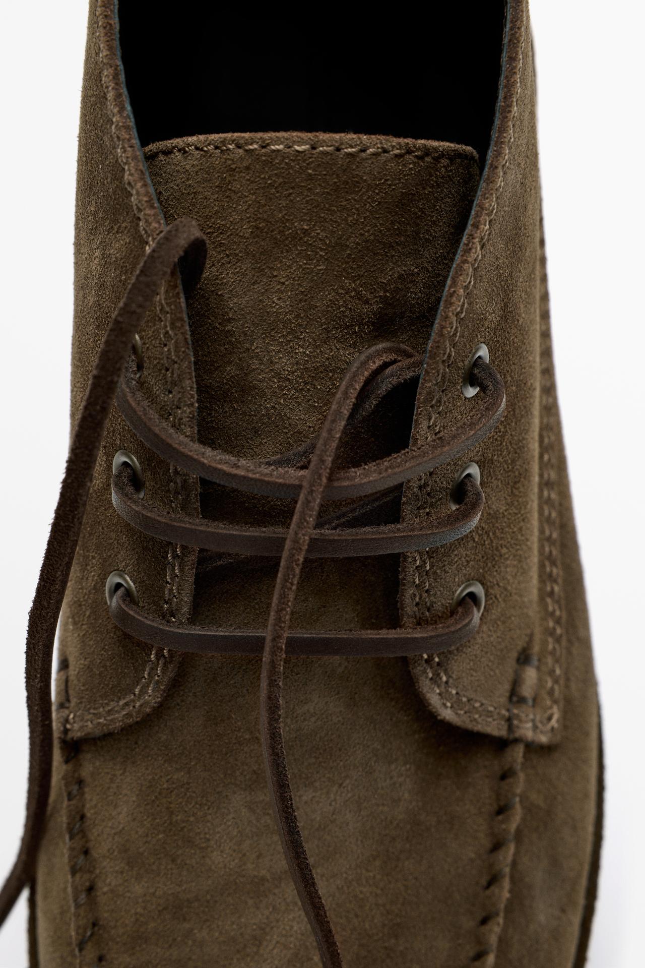 Split suede leather ankle boot — BROWN