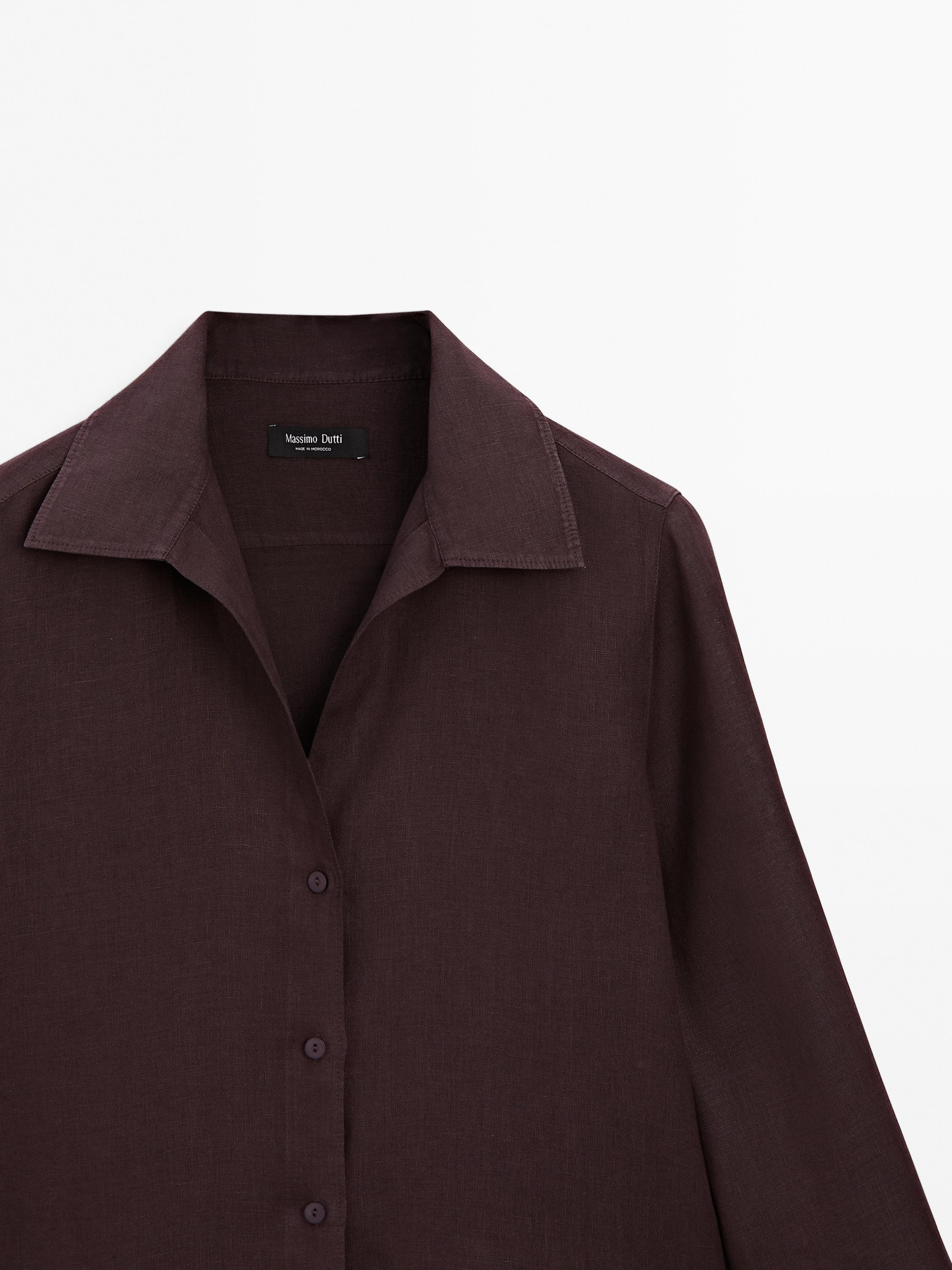 Camisa cuello abierto 100% lino