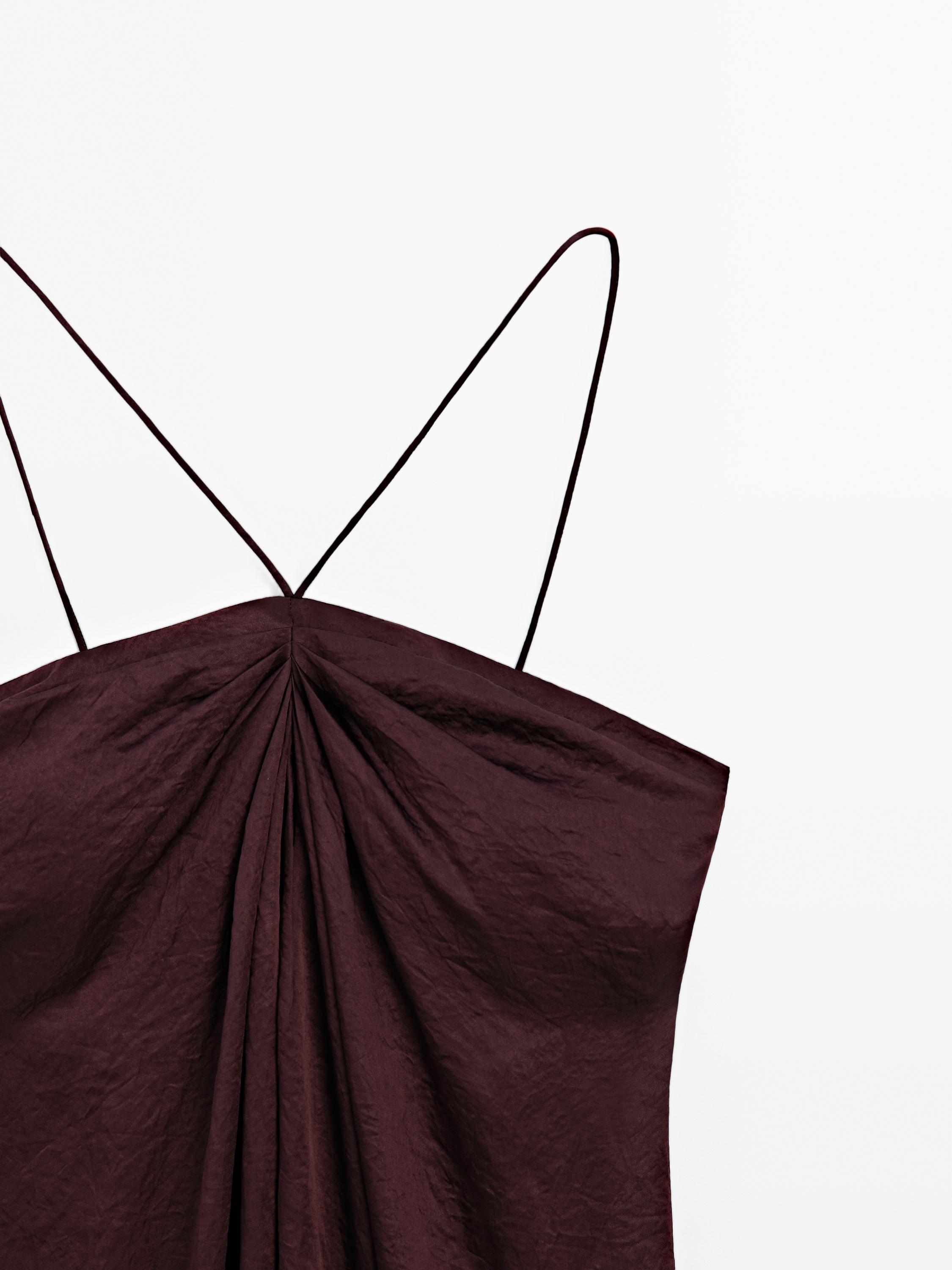 Vestido midi satinado drapeado - STUDIO