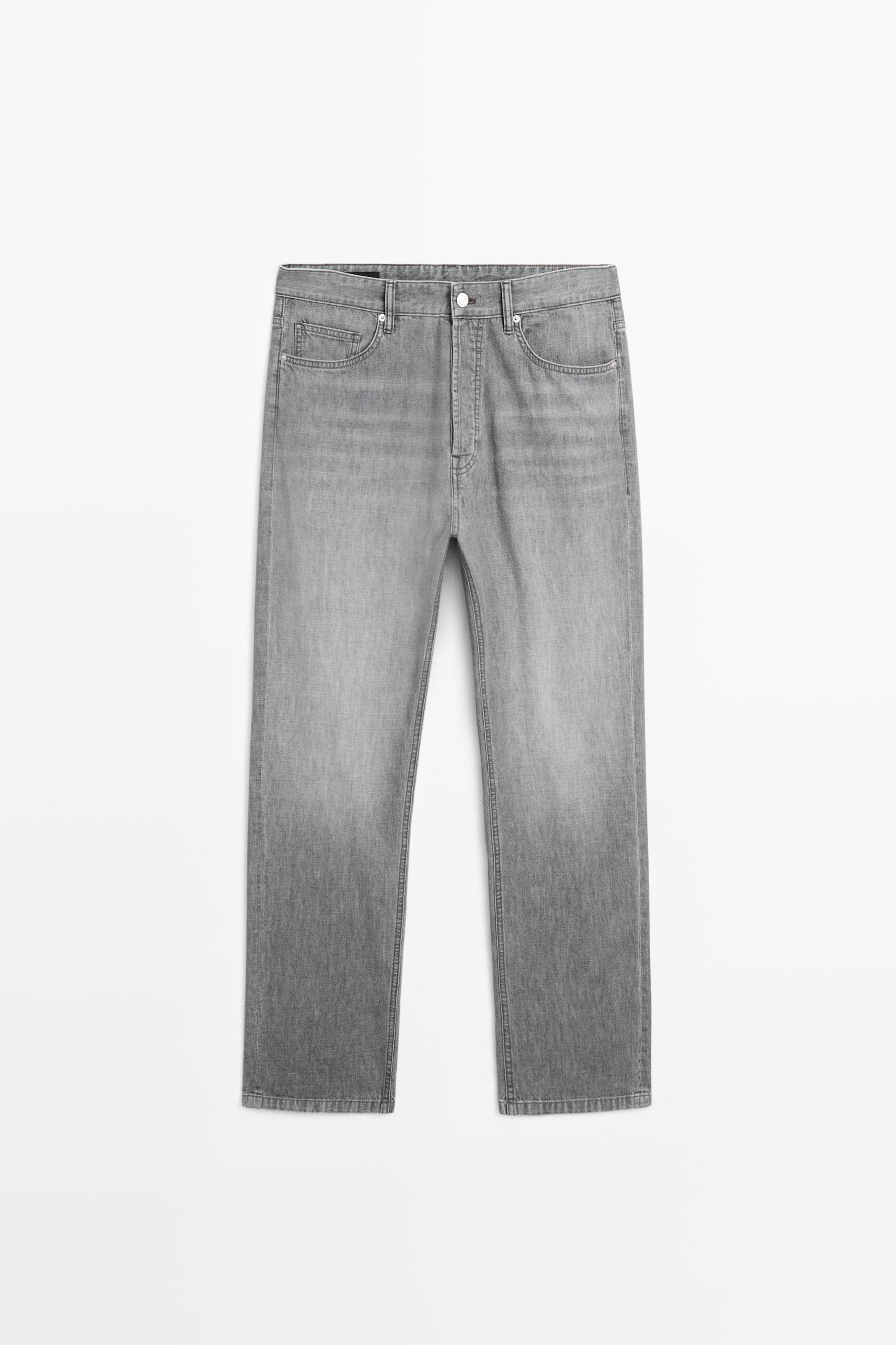 Lightweight straight-leg jeans — GREY MARL