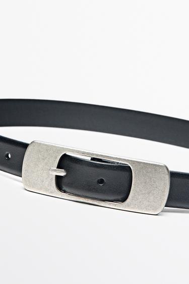 Nappa leather belt with flat buckle — BLACK 2