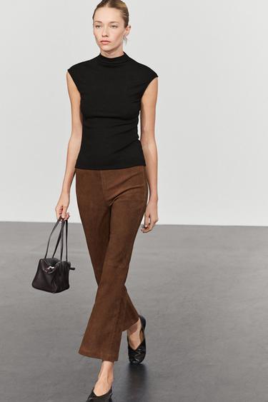 Flare fit suede pants — BROWN 8