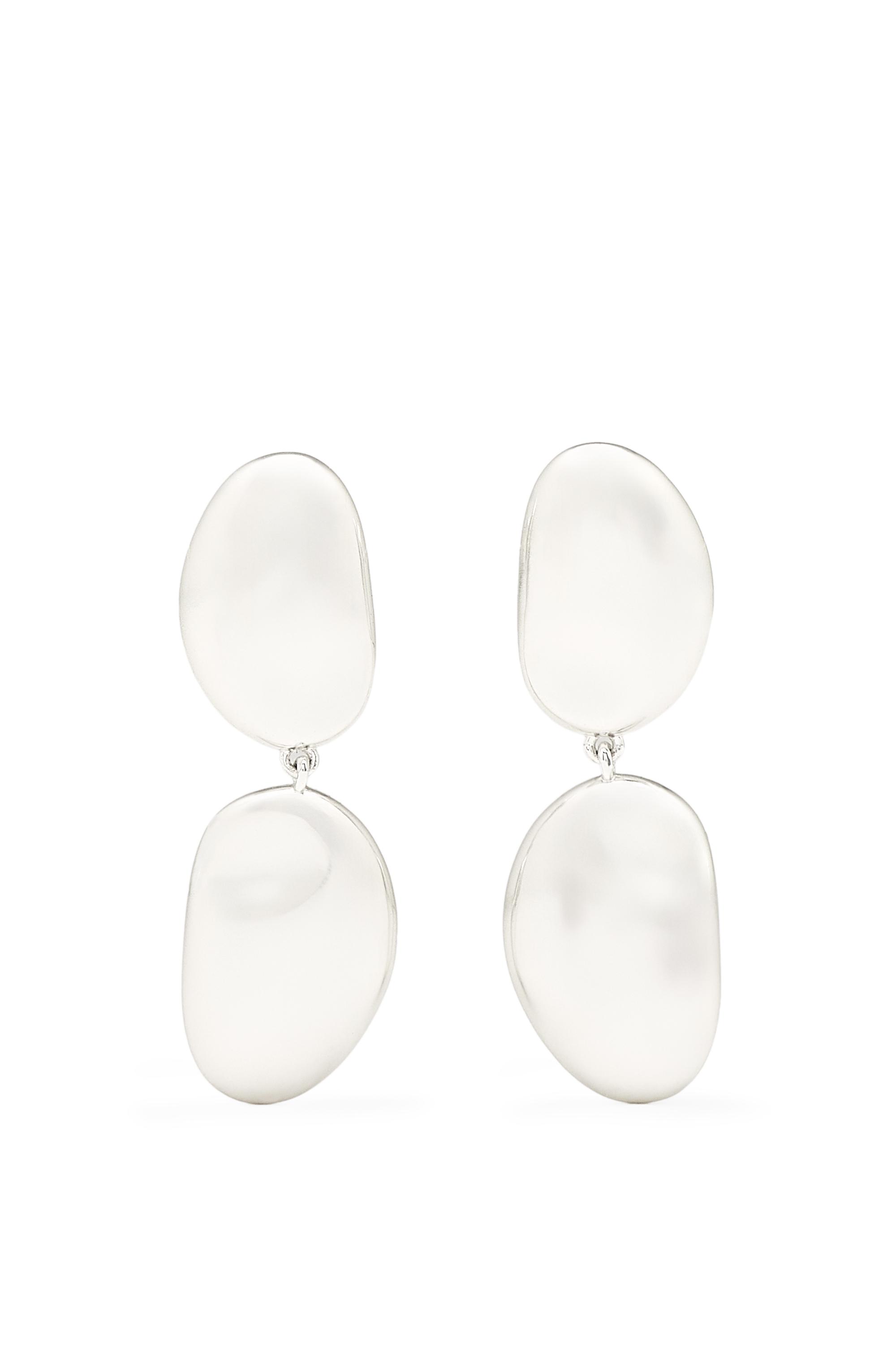 Metallic piece dangle earrings — SILVER