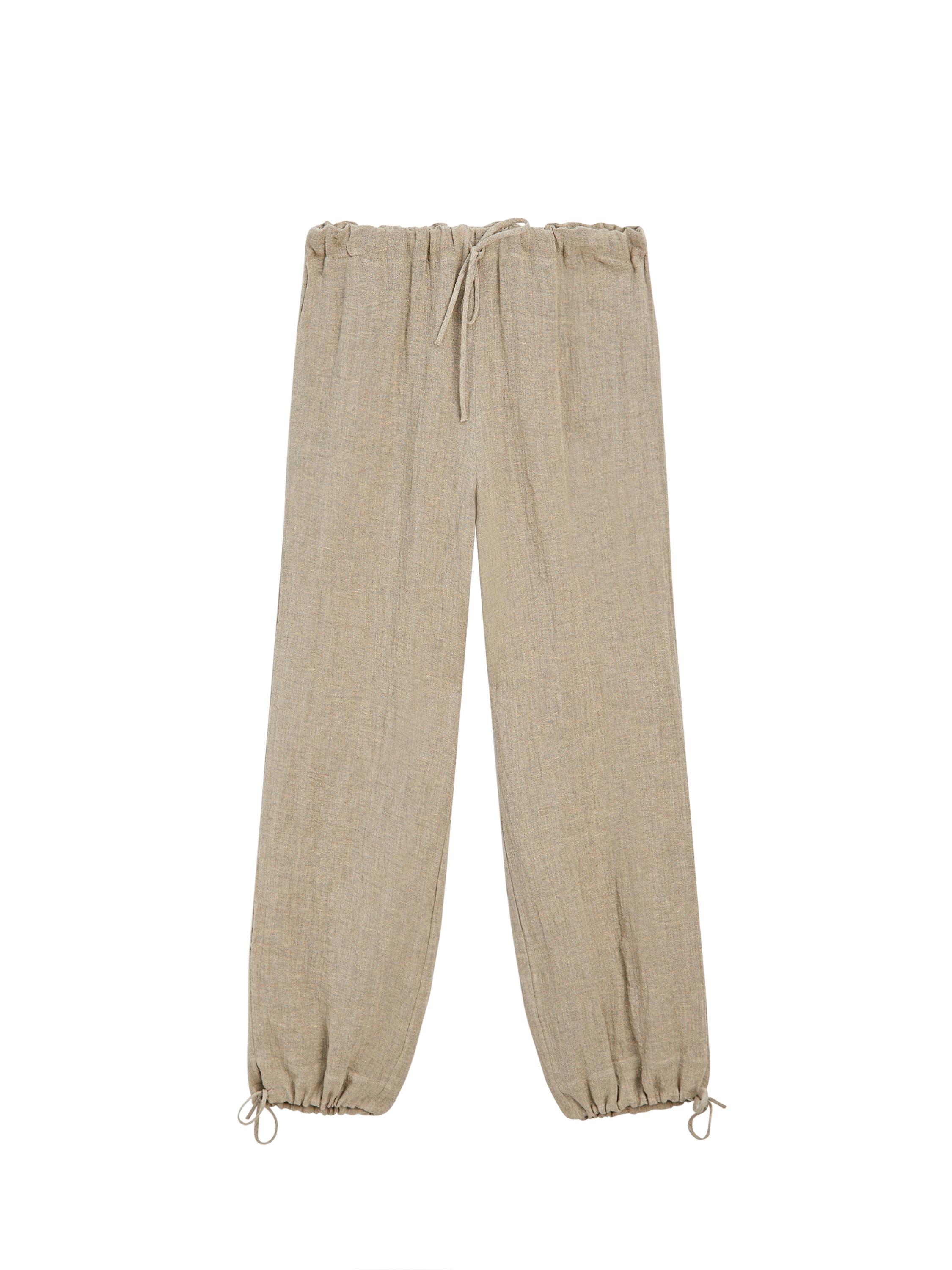 Linen blend sarouel trousers · Stone · Trousers | Massimo Dutti