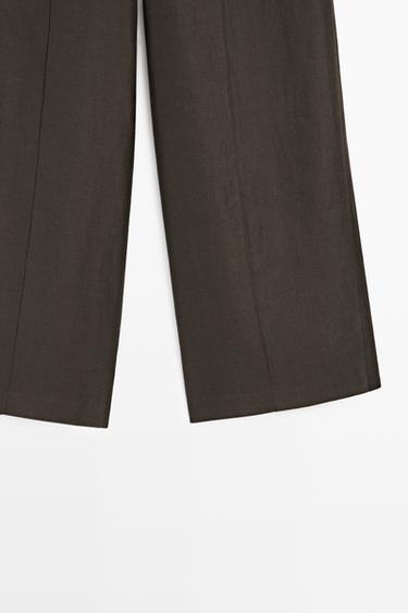 100% linen flowing pants — BROWN MARL 7
