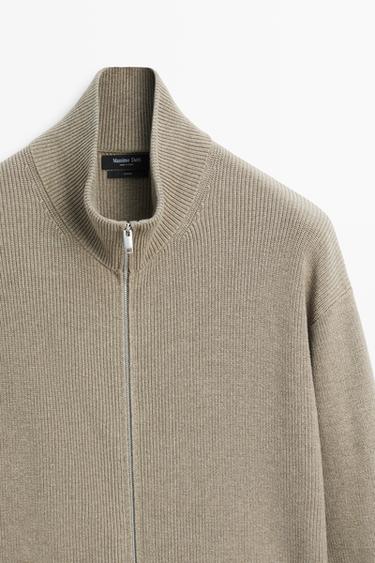 100% cotton ribbed knit cardigan — MARINE GREEN 4