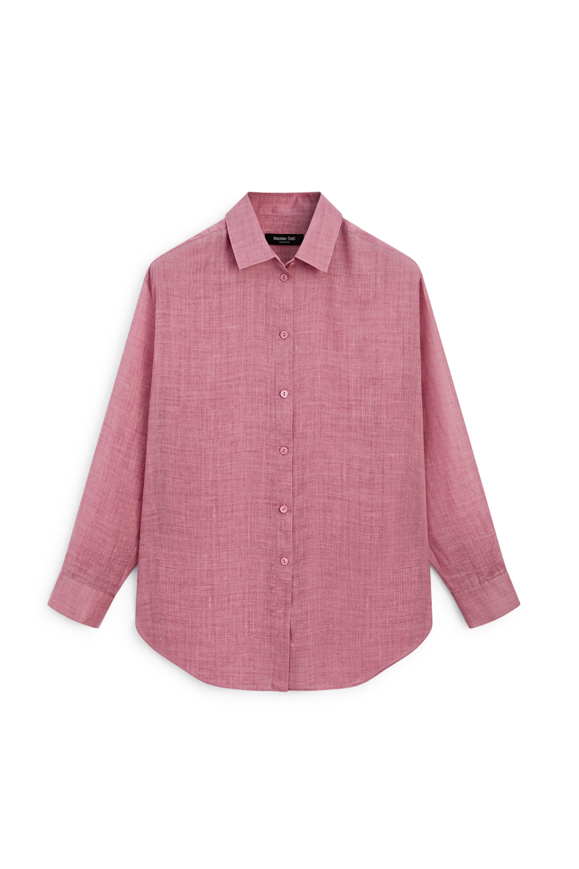 Flowing ramie blend shirt — RED MARL