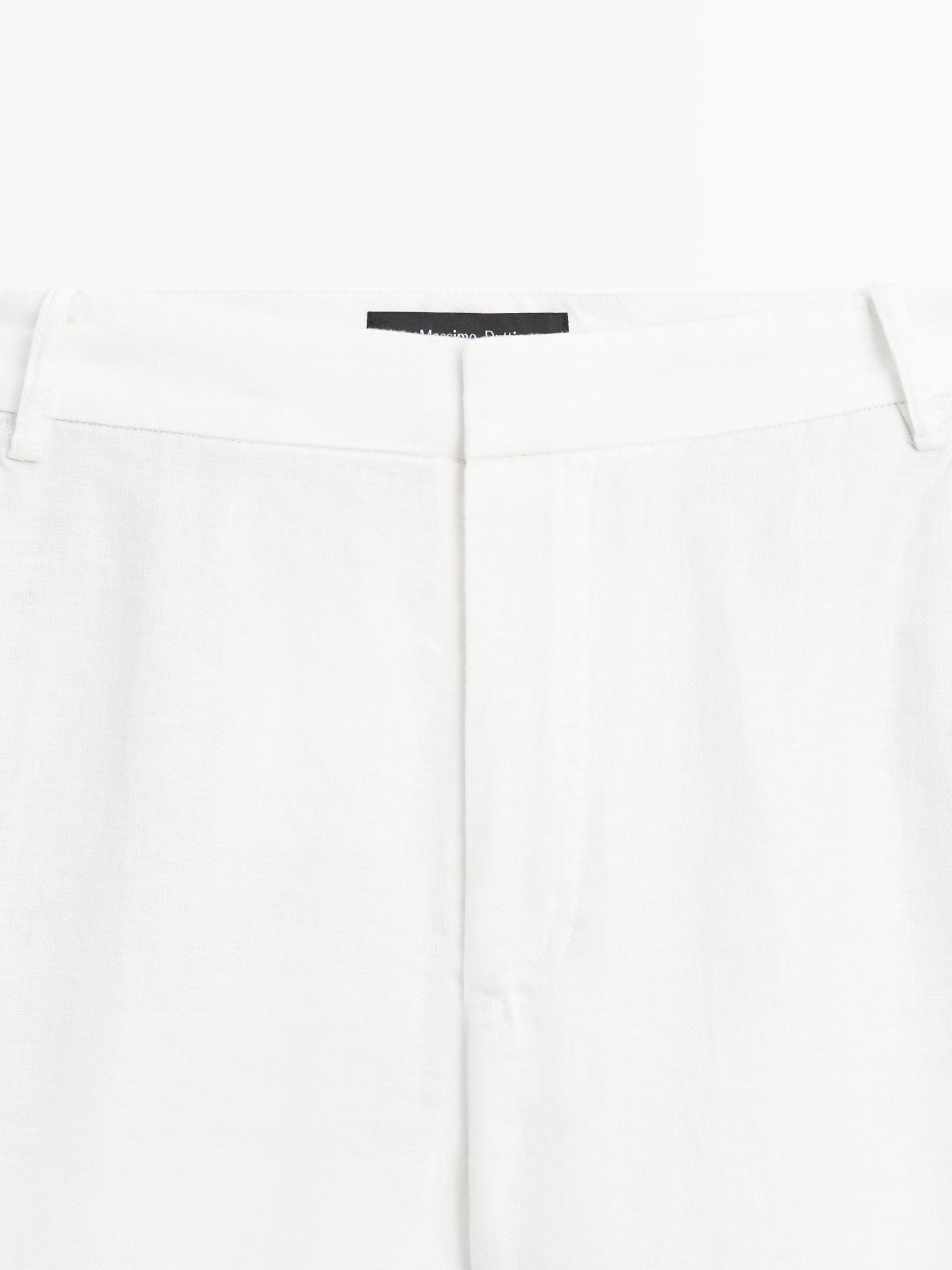 Flowing 100% linen trousers — WHITE