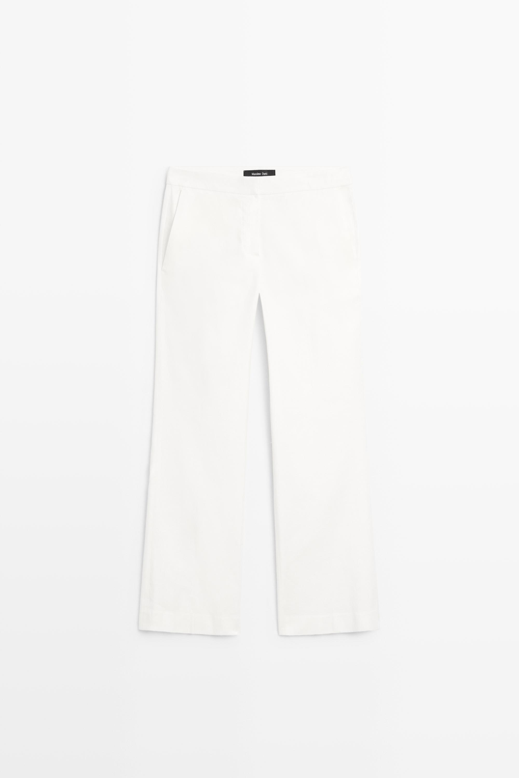 Linen kick flare fit pants — WHITE