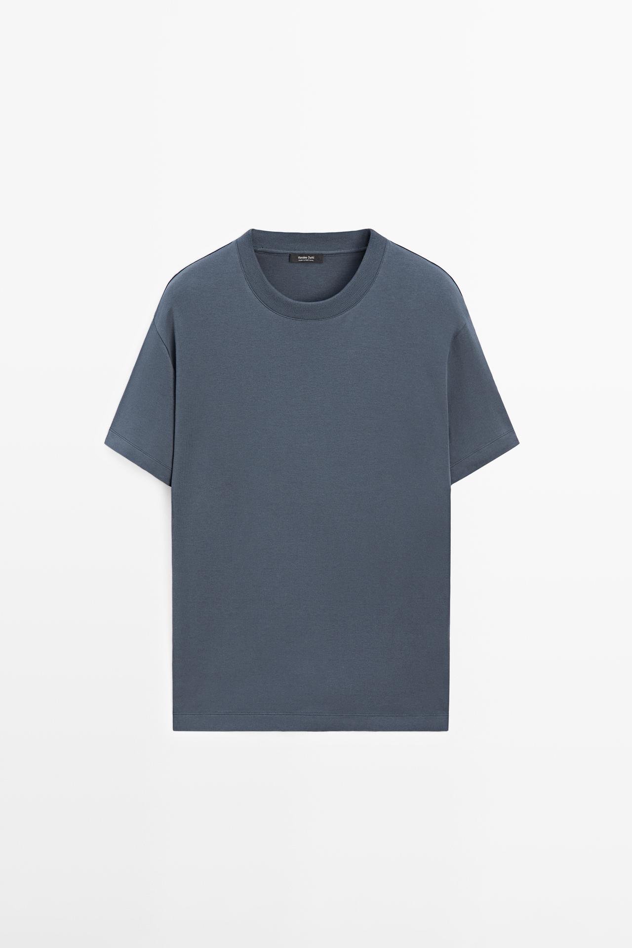 Massimo Dutti - Heren - 100% Katoenen T-Shirt Met Korte Mouw - Wilde Eend - Xxl