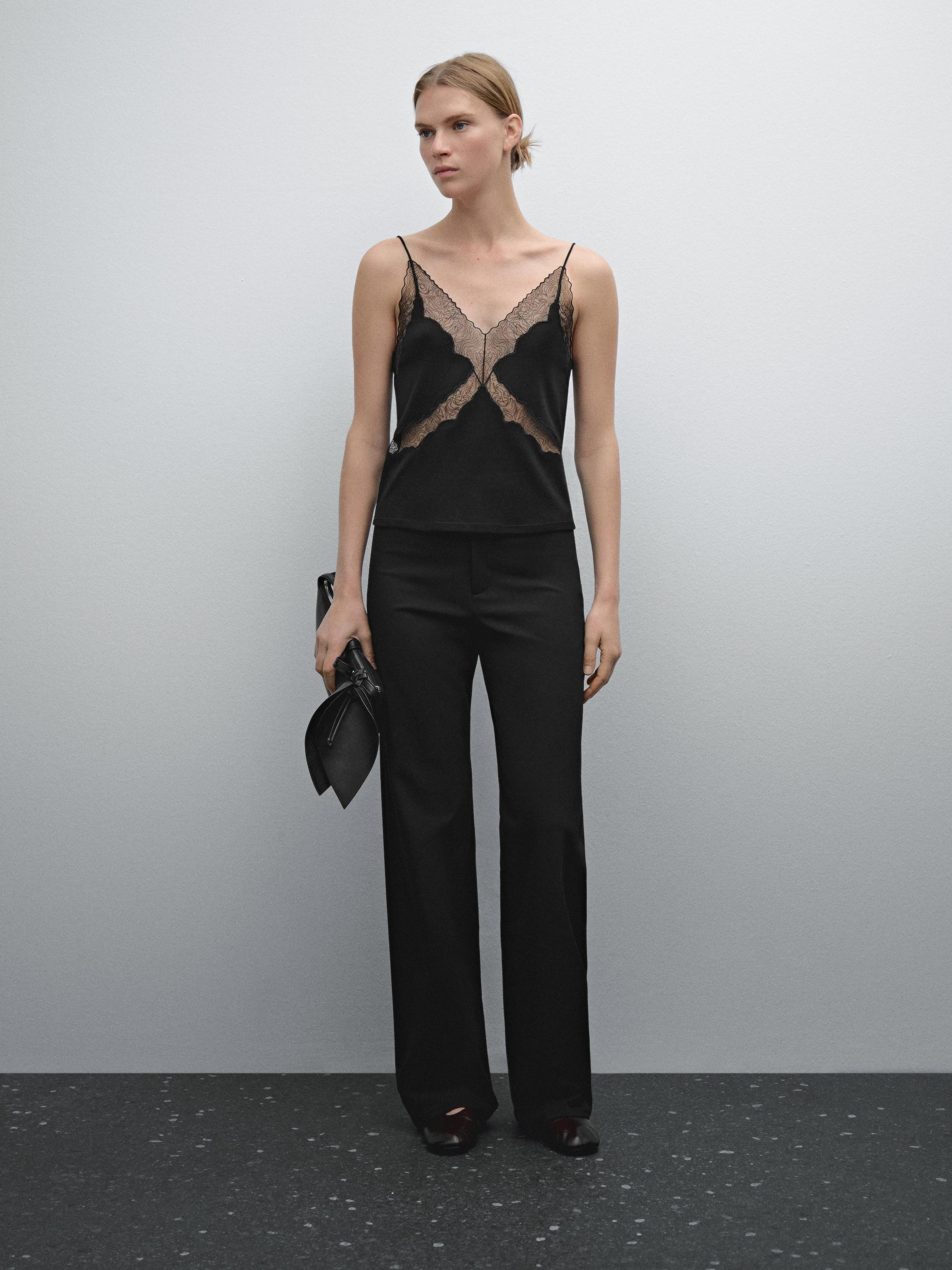 Straight-leg technical fabric trousers