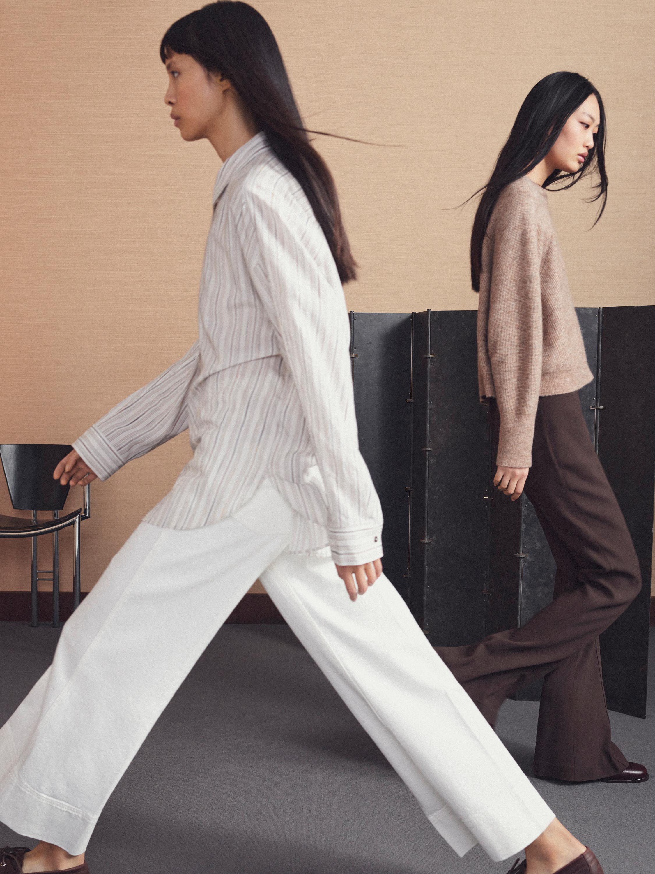 Striped flowing shirt — WHITE