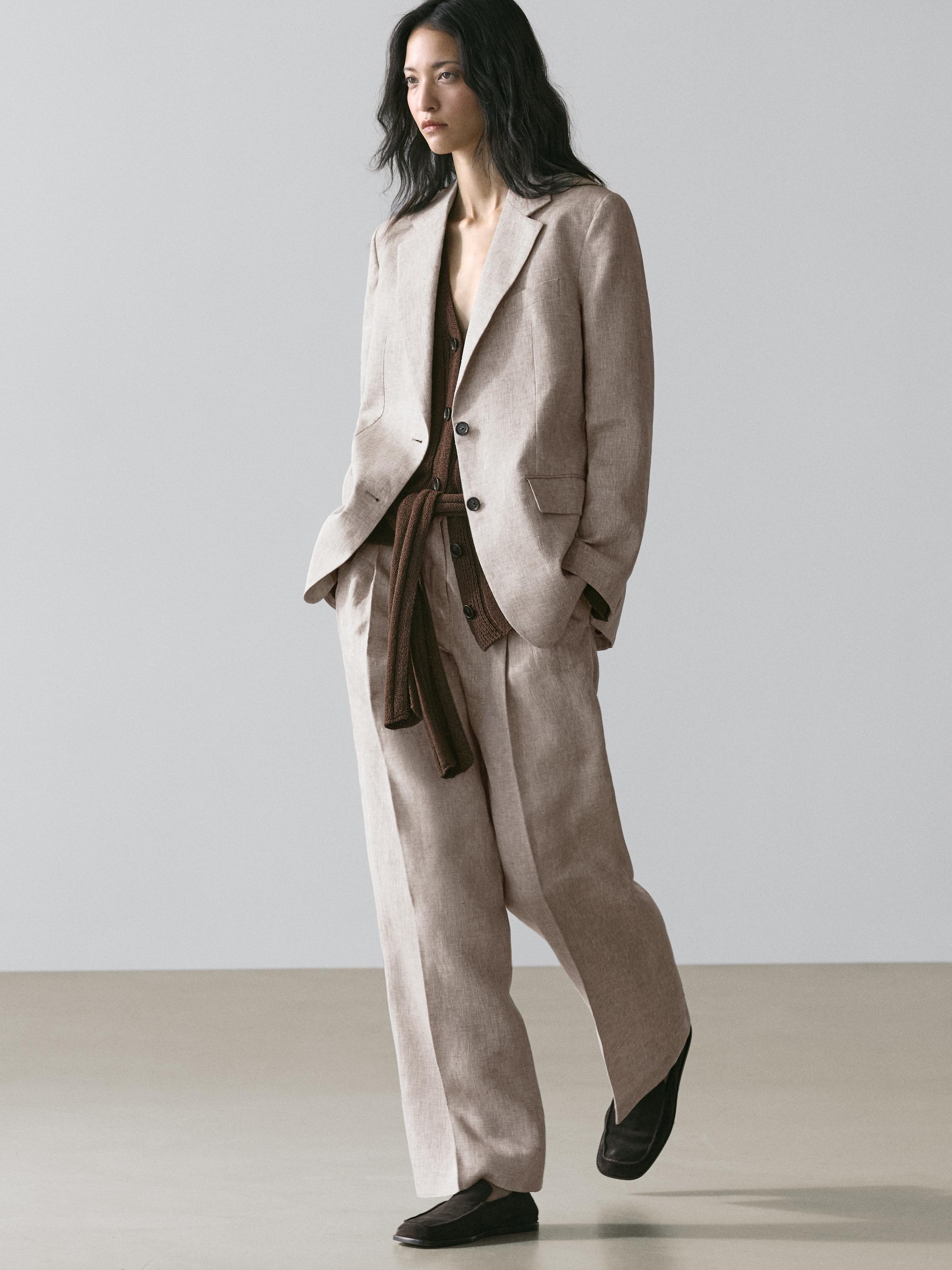 Linen suit trousers — BEIGE