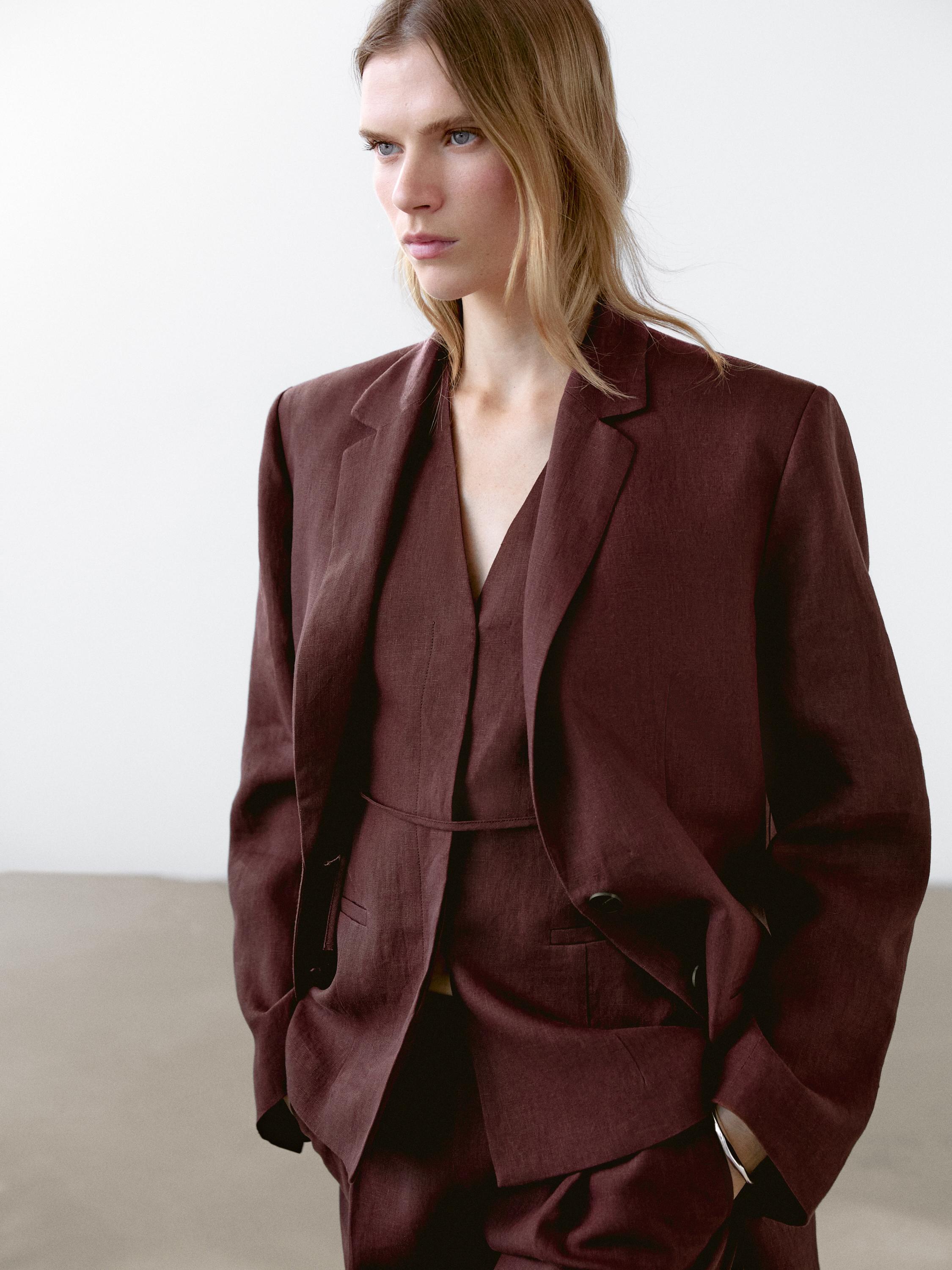100% linnen blazer met twee knopen