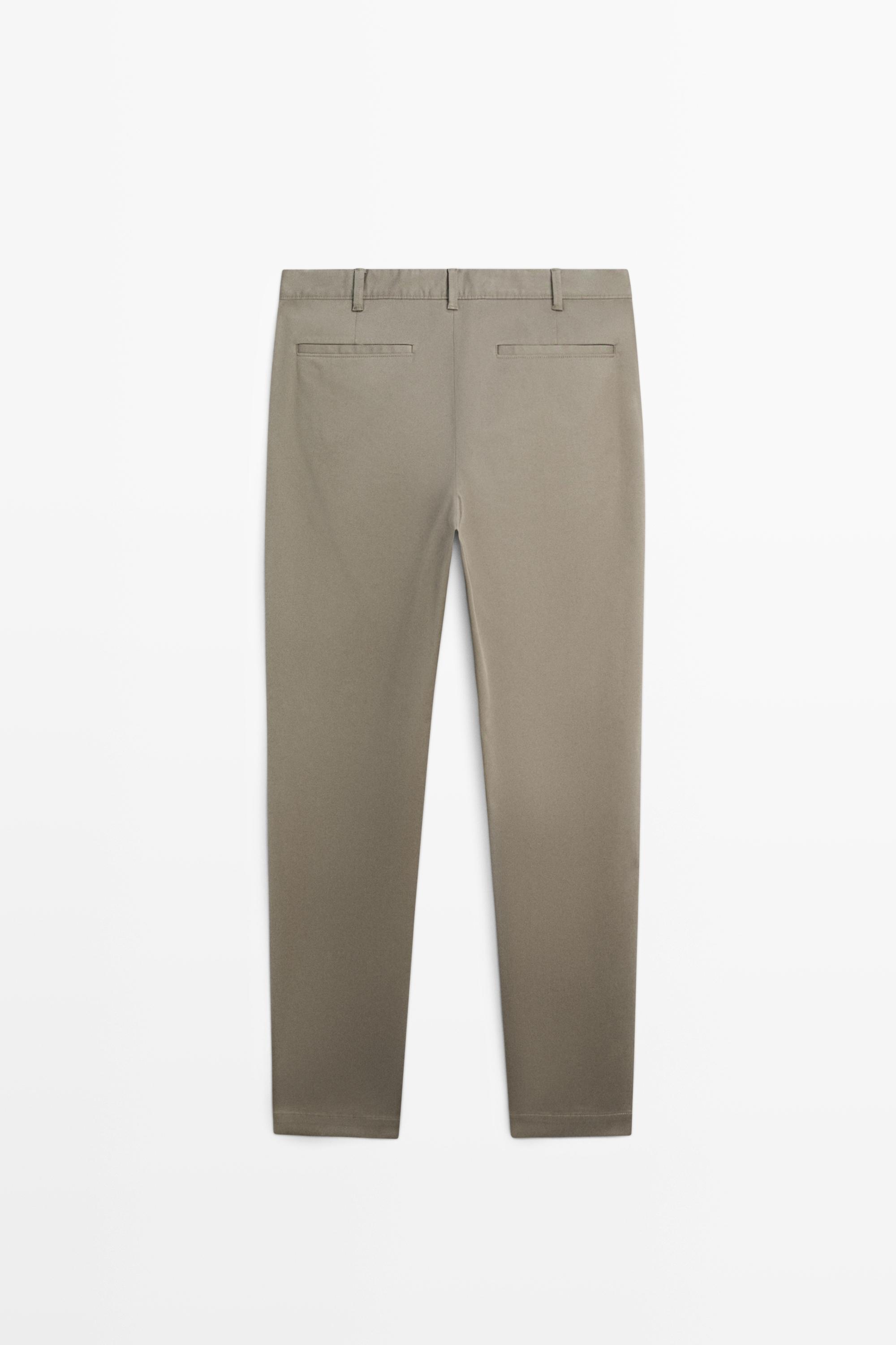 Cotton blend slim fit pants — GREEN