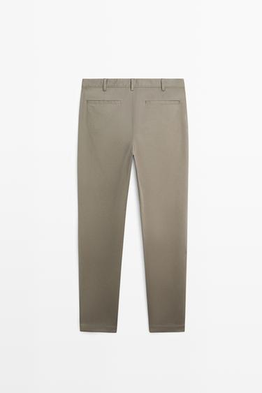 Cotton blend slim fit pants — GREEN 6