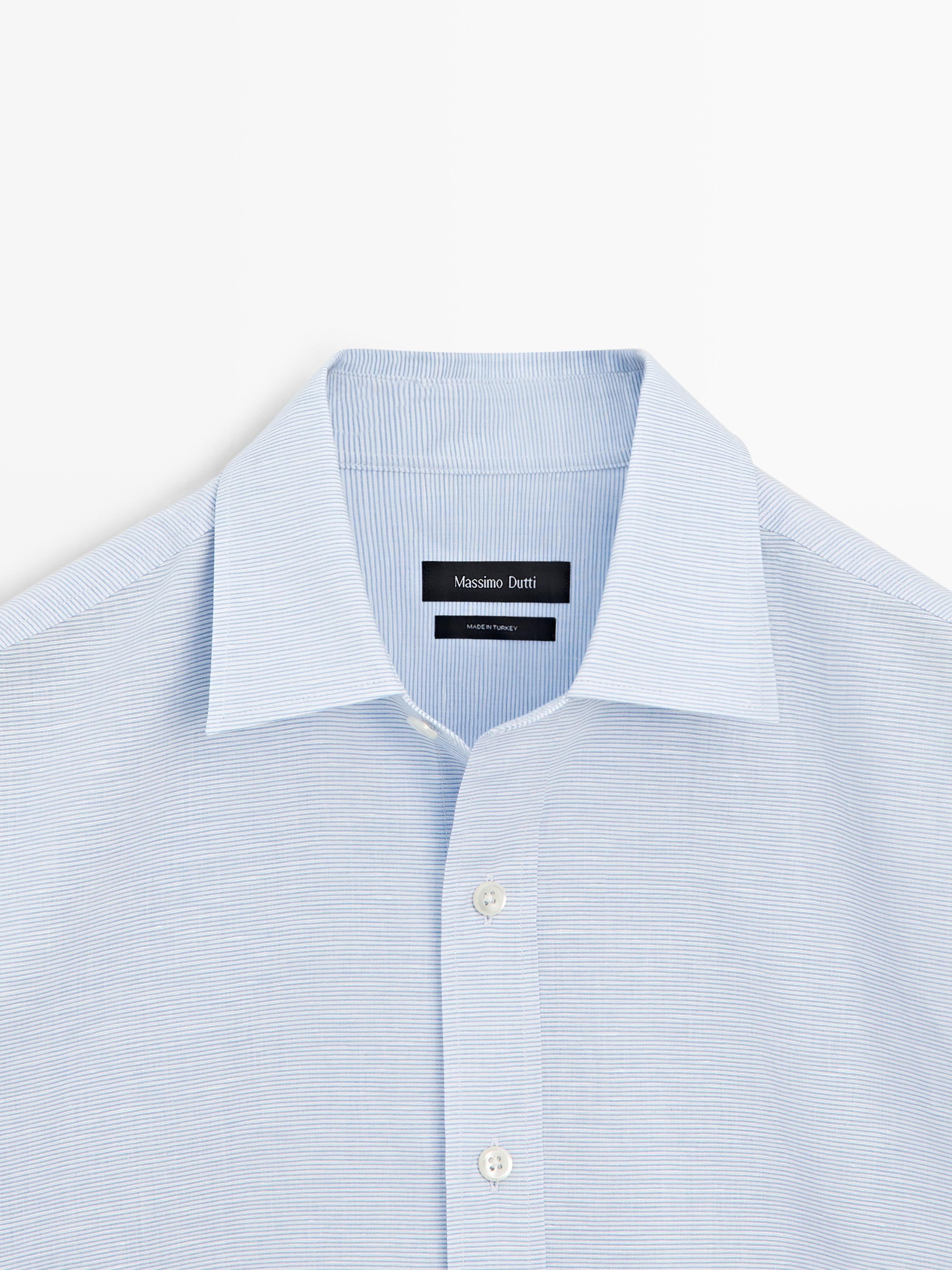 Regular fit linen blend shirt — SKY BLUE