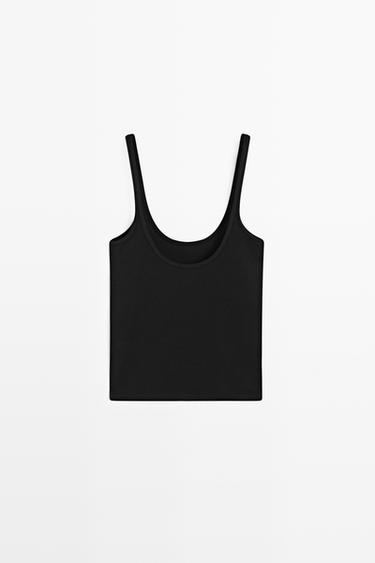 Strappy cotton blend top — BLACK 6