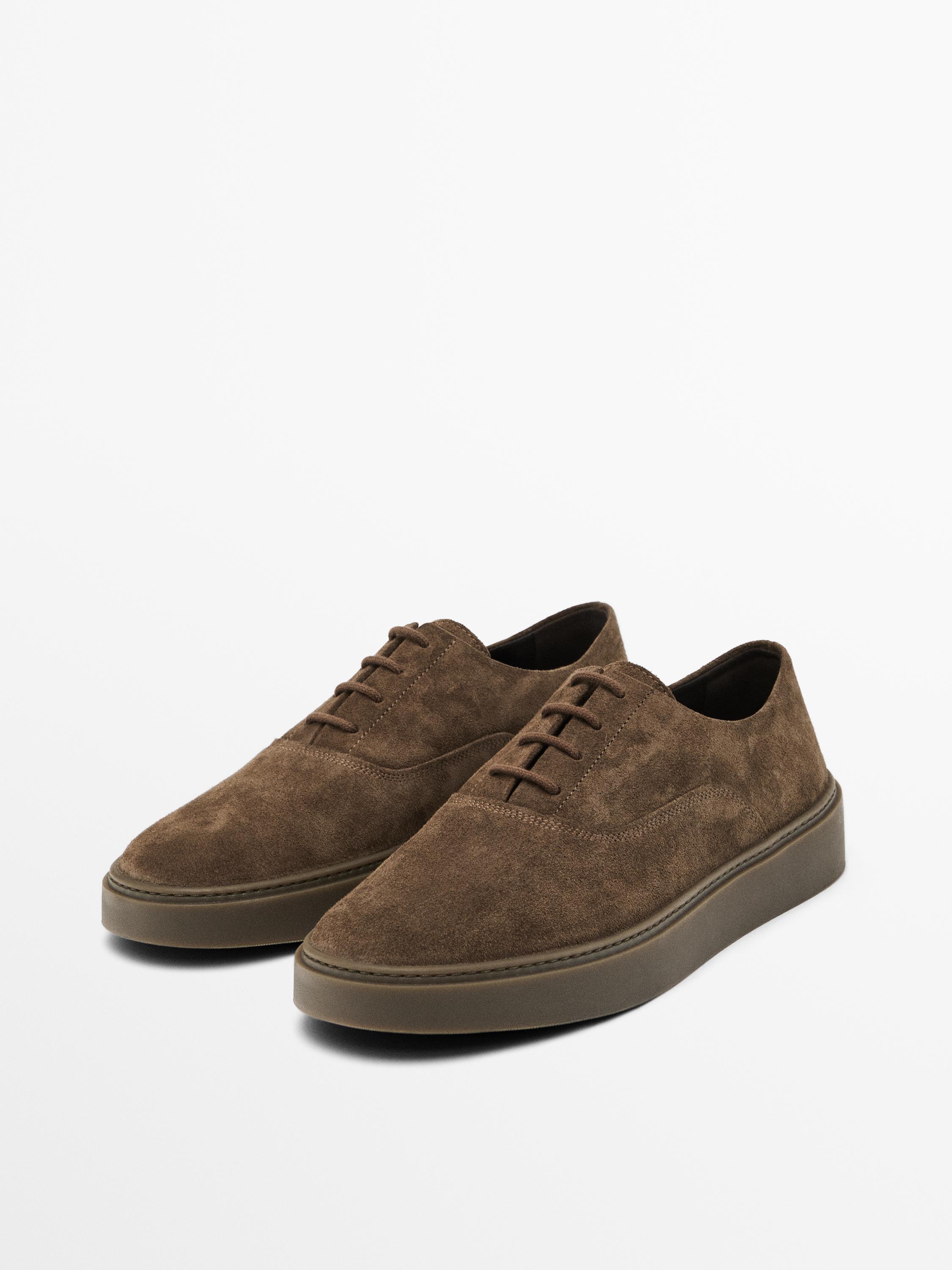 Split suede trainers