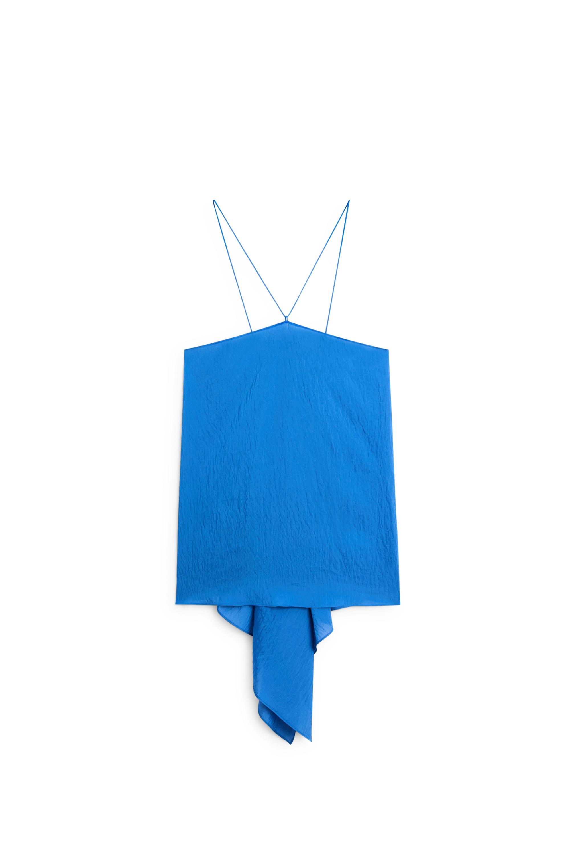 Flowing halter top with tie detail — BLUE