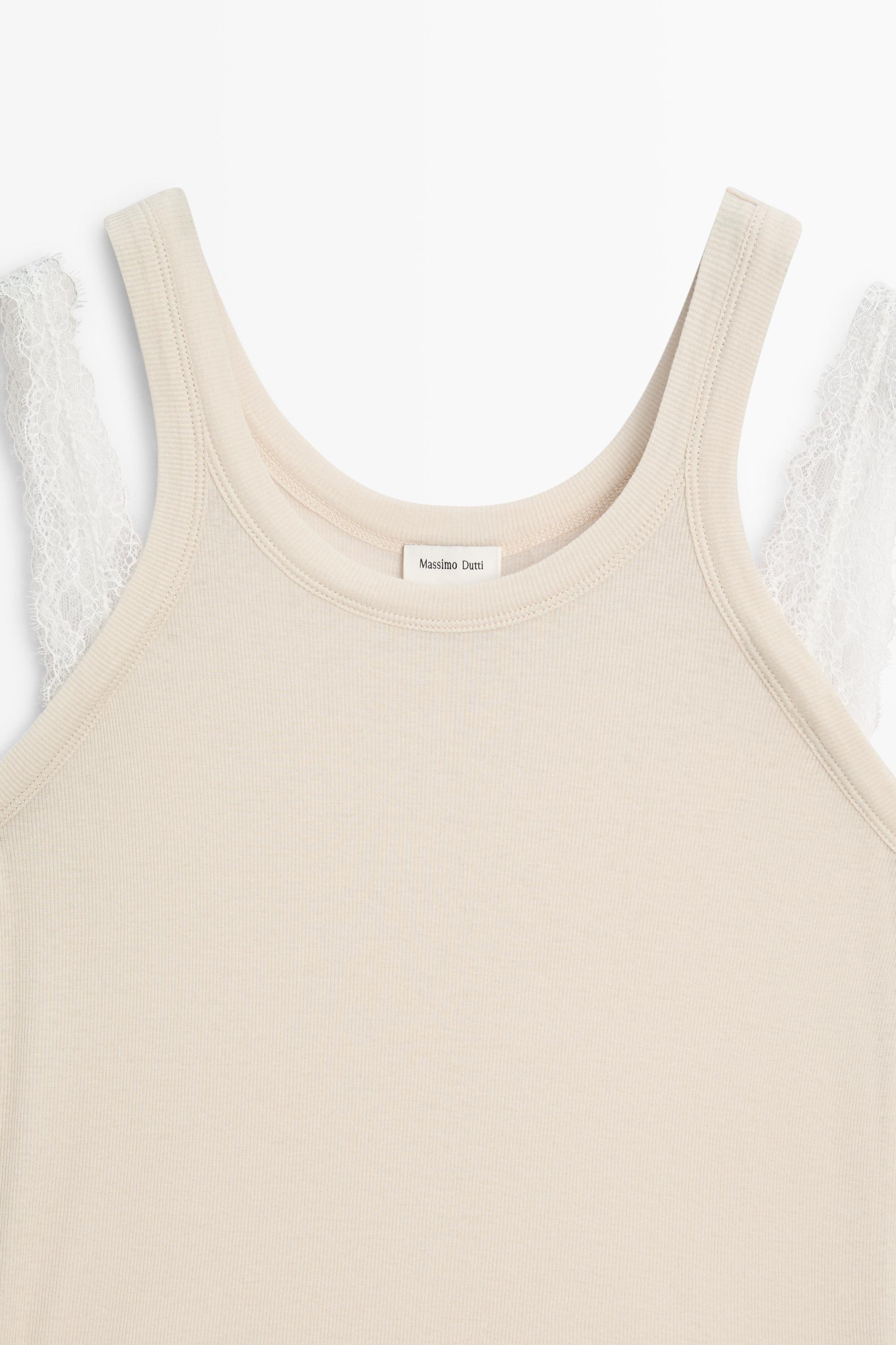 Double strap detail top - STUDIO — BEIGE