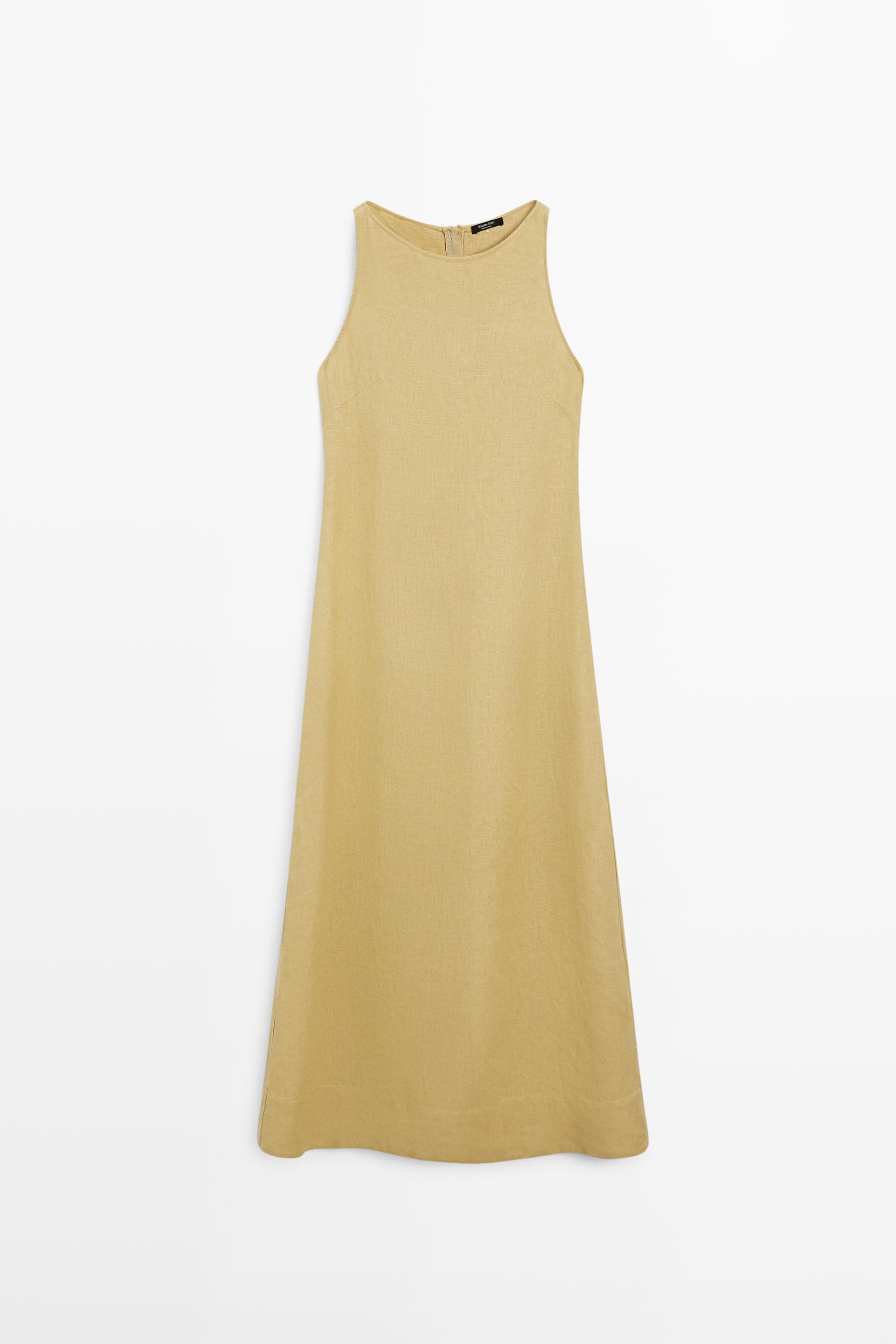 Vestito midi halter in lino