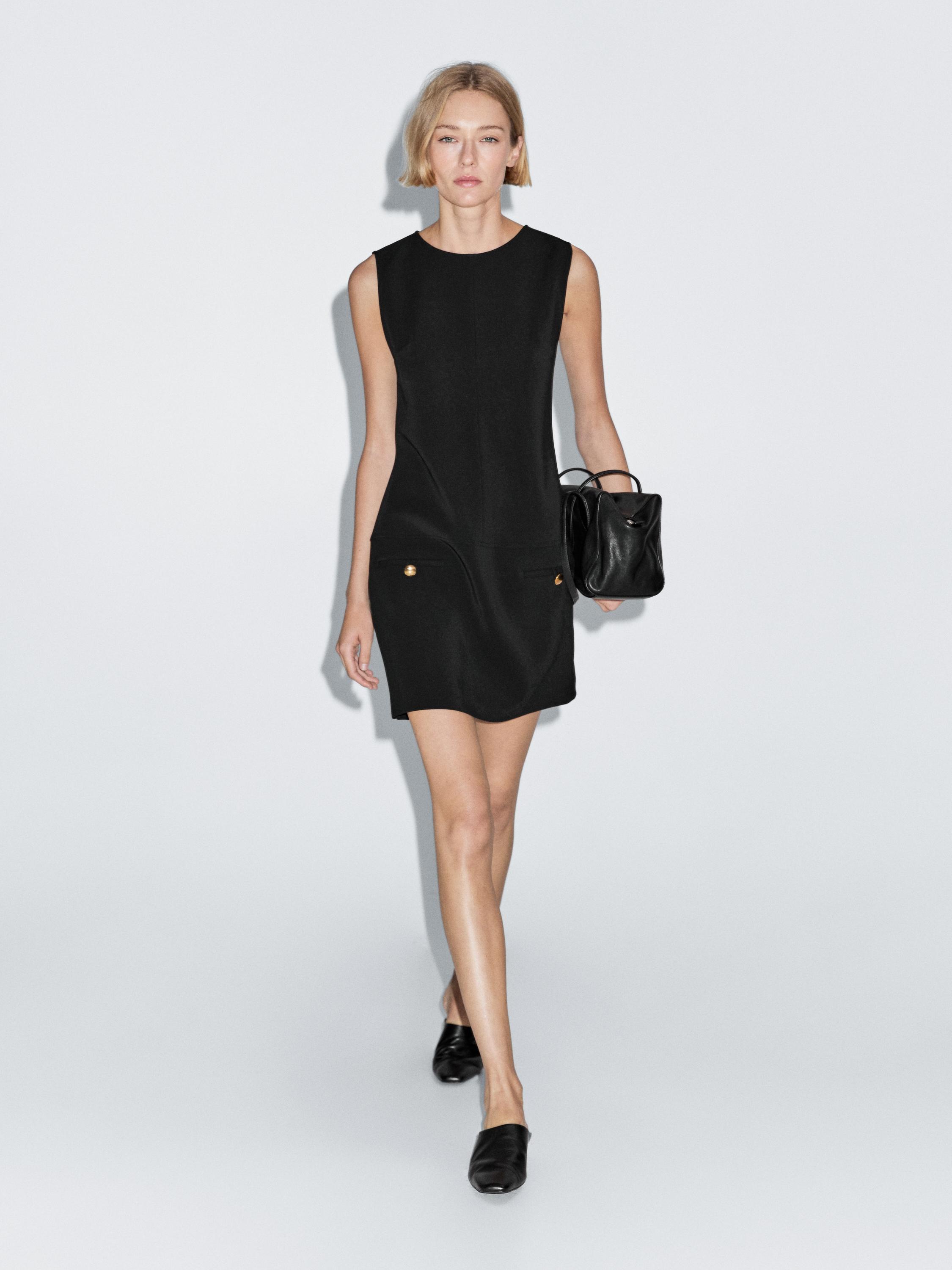 Düğme detaylı kısa elbise