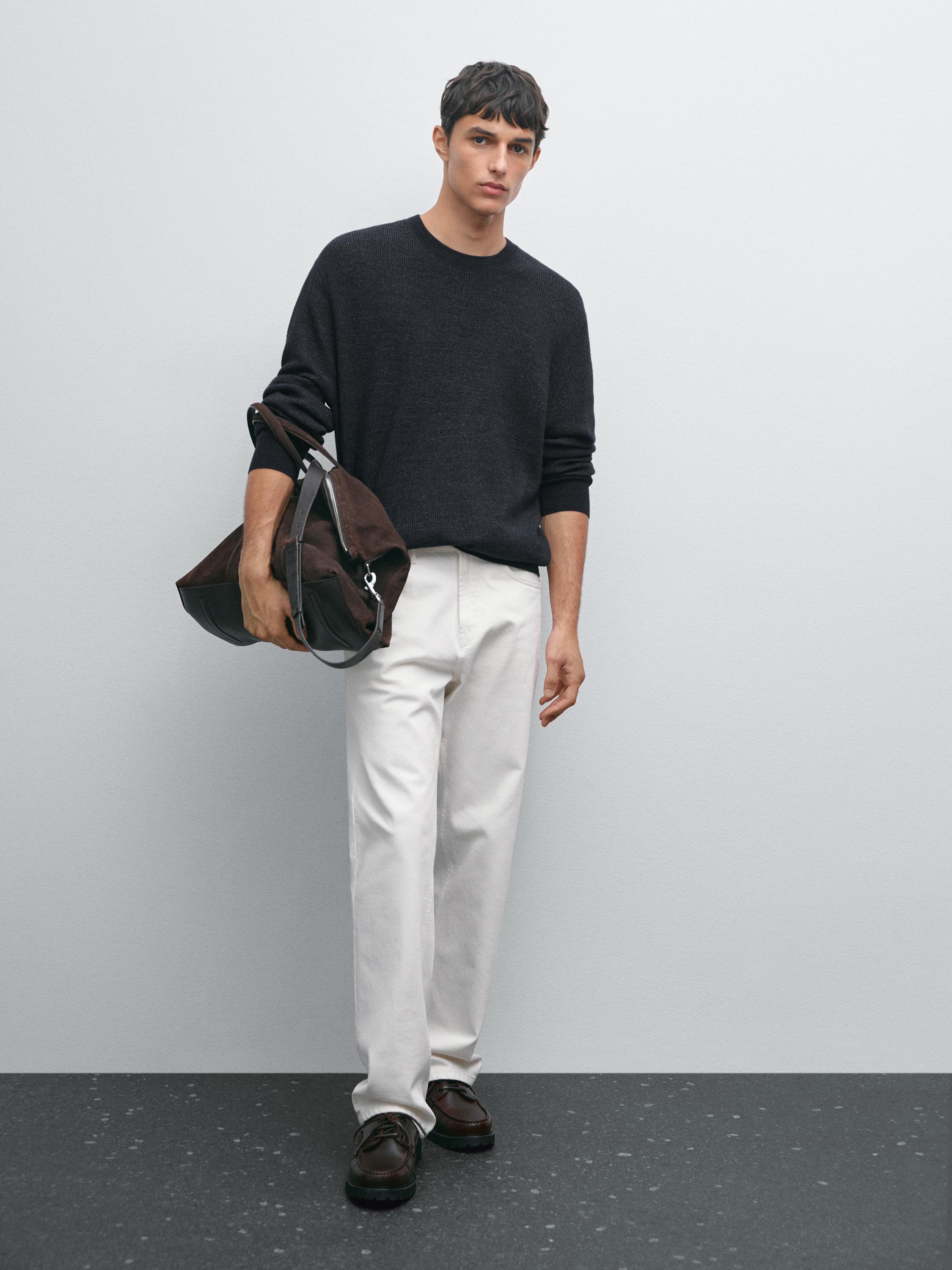 Dzianinowy sweter z efektem denimu