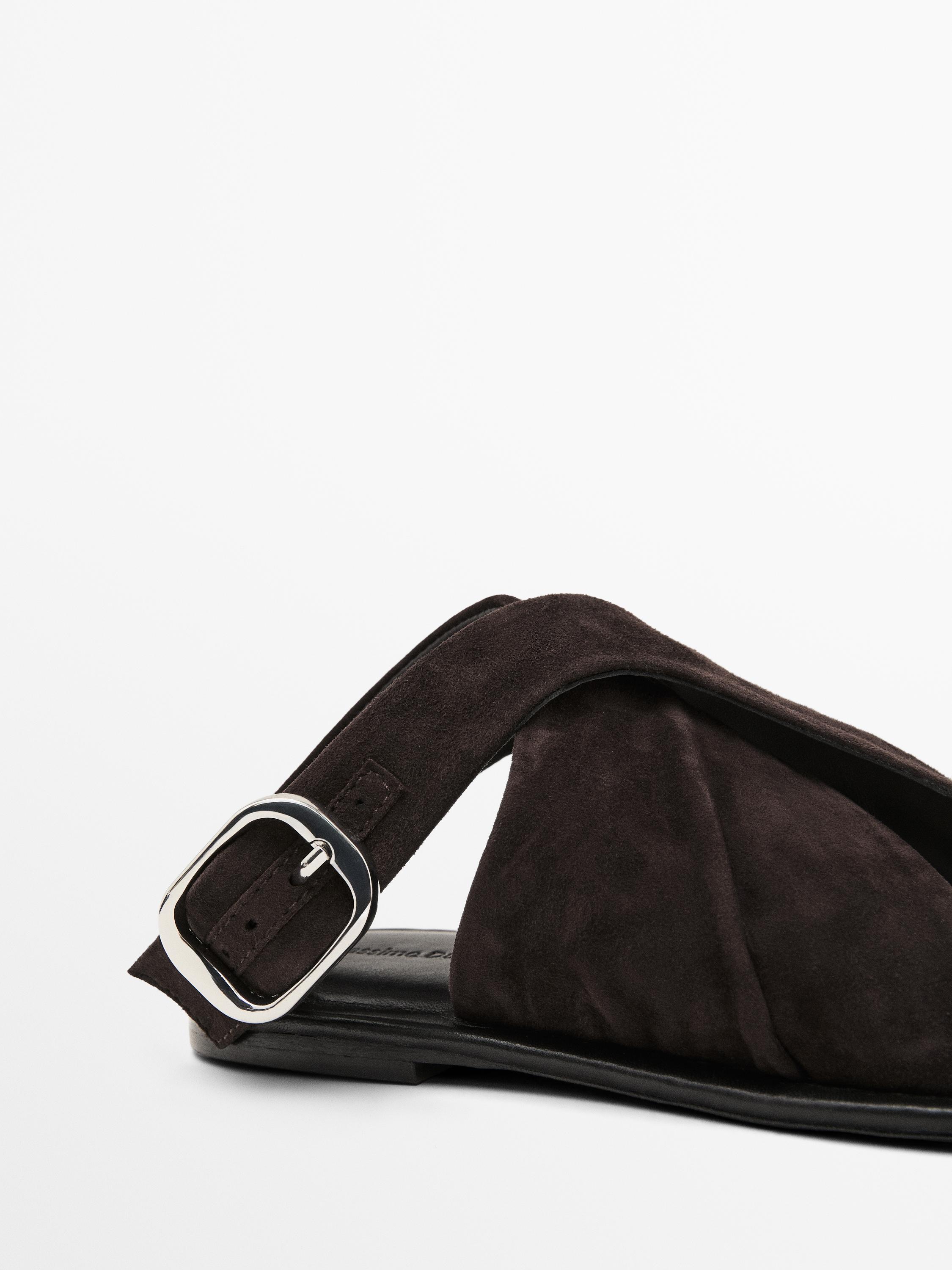 Suede crossover sandals