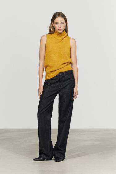 Wool-blend knit turtleneck vest — MUSTARD YELLOW 8