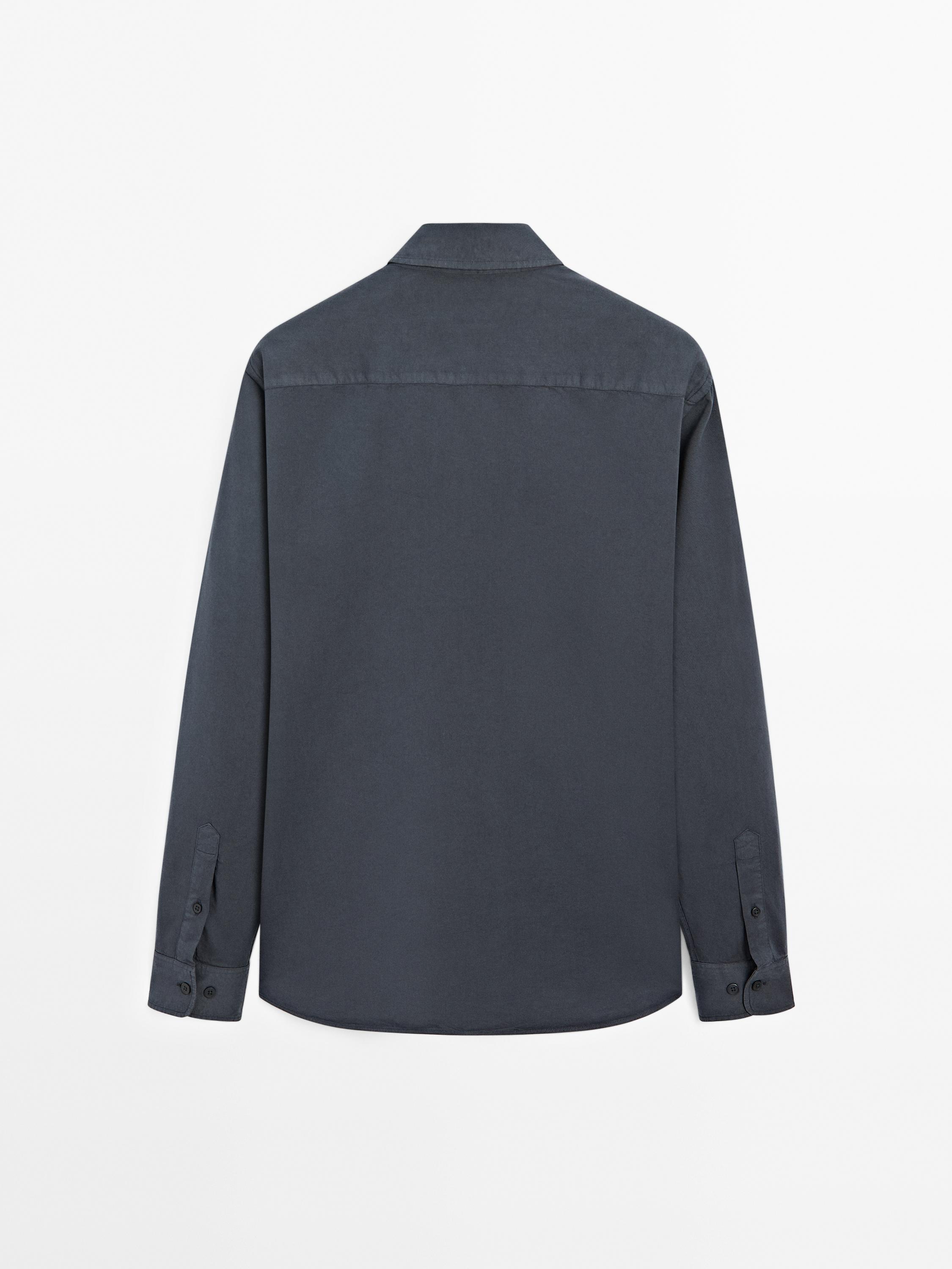 Cotton blend regular fit twill shirt