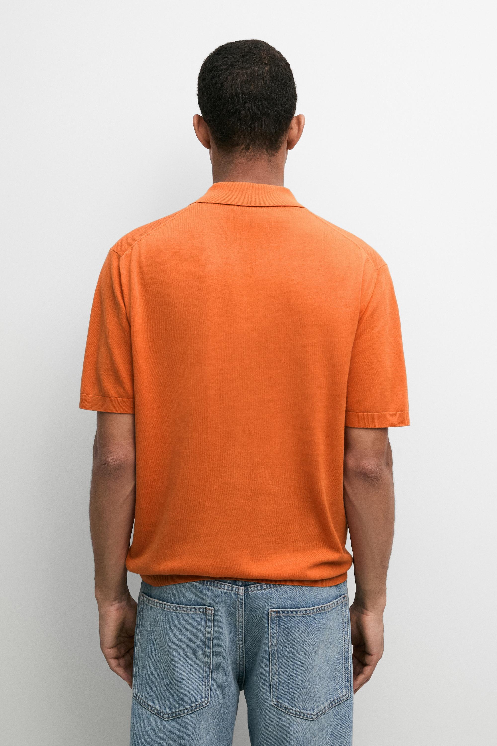 100% Cotton Knit Polo Shirt — ORANGE