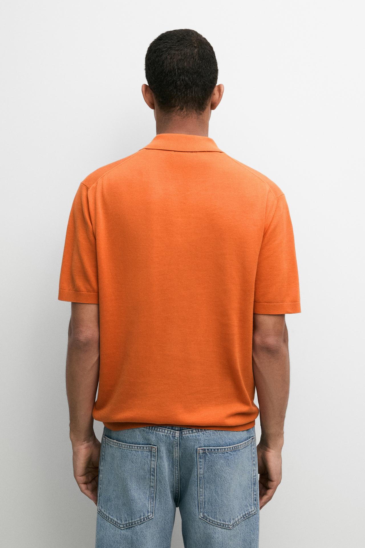 100% Cotton Knit Polo Shirt — ORANGE