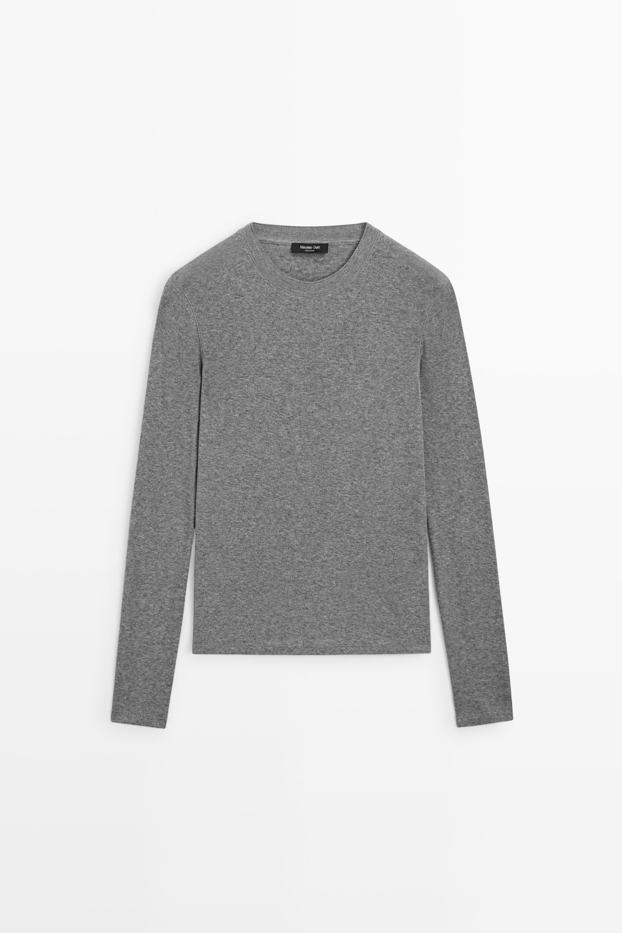 Cotton cashmere blend knit sweater