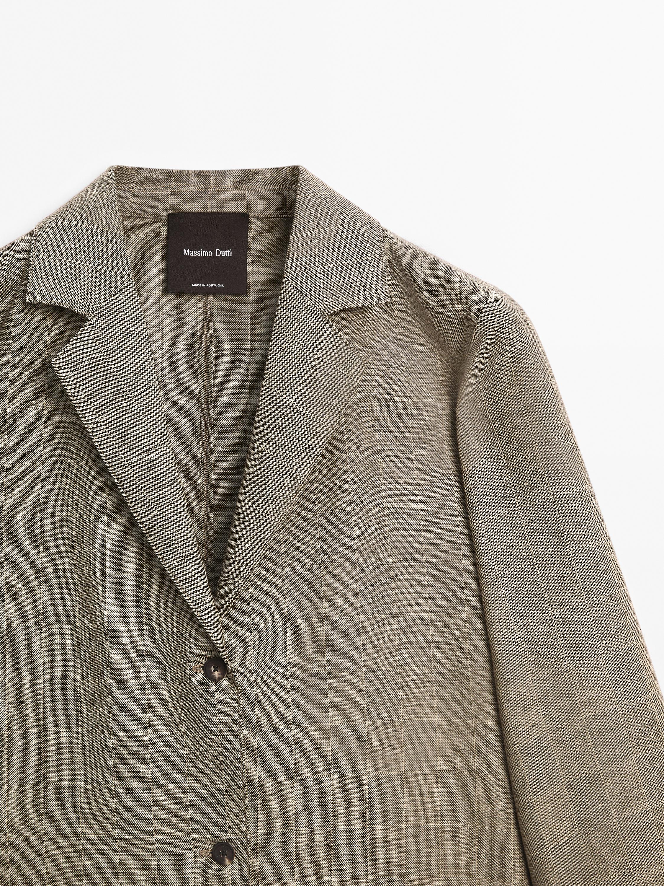 Lightweight check cotton blend blazer