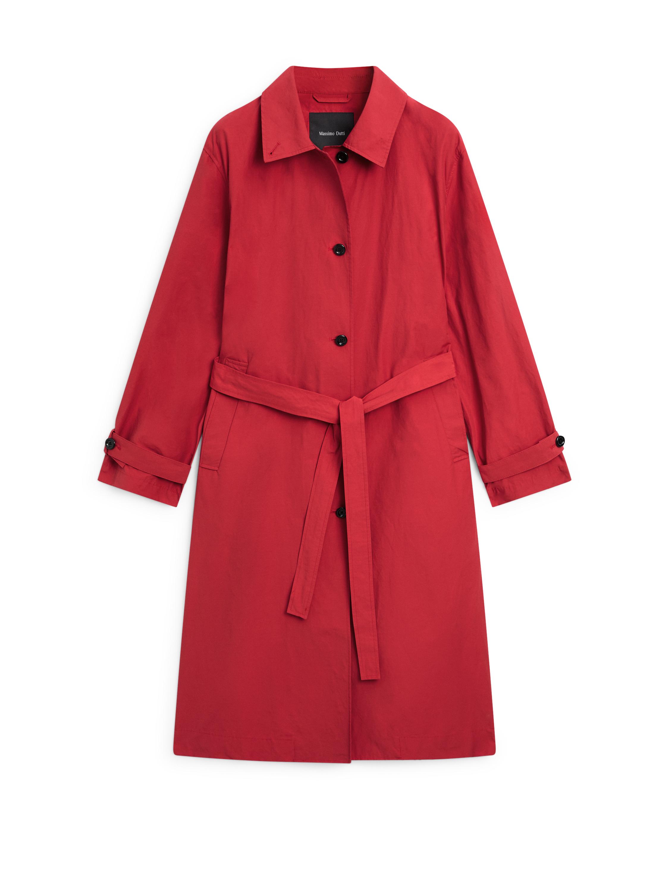 Technical cotton trench coat — RED