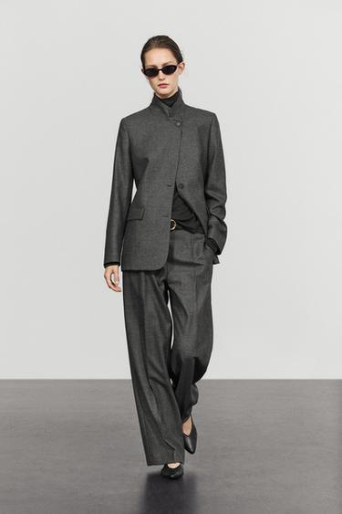 100% wool flannel suit blazer — DARK GREY 1