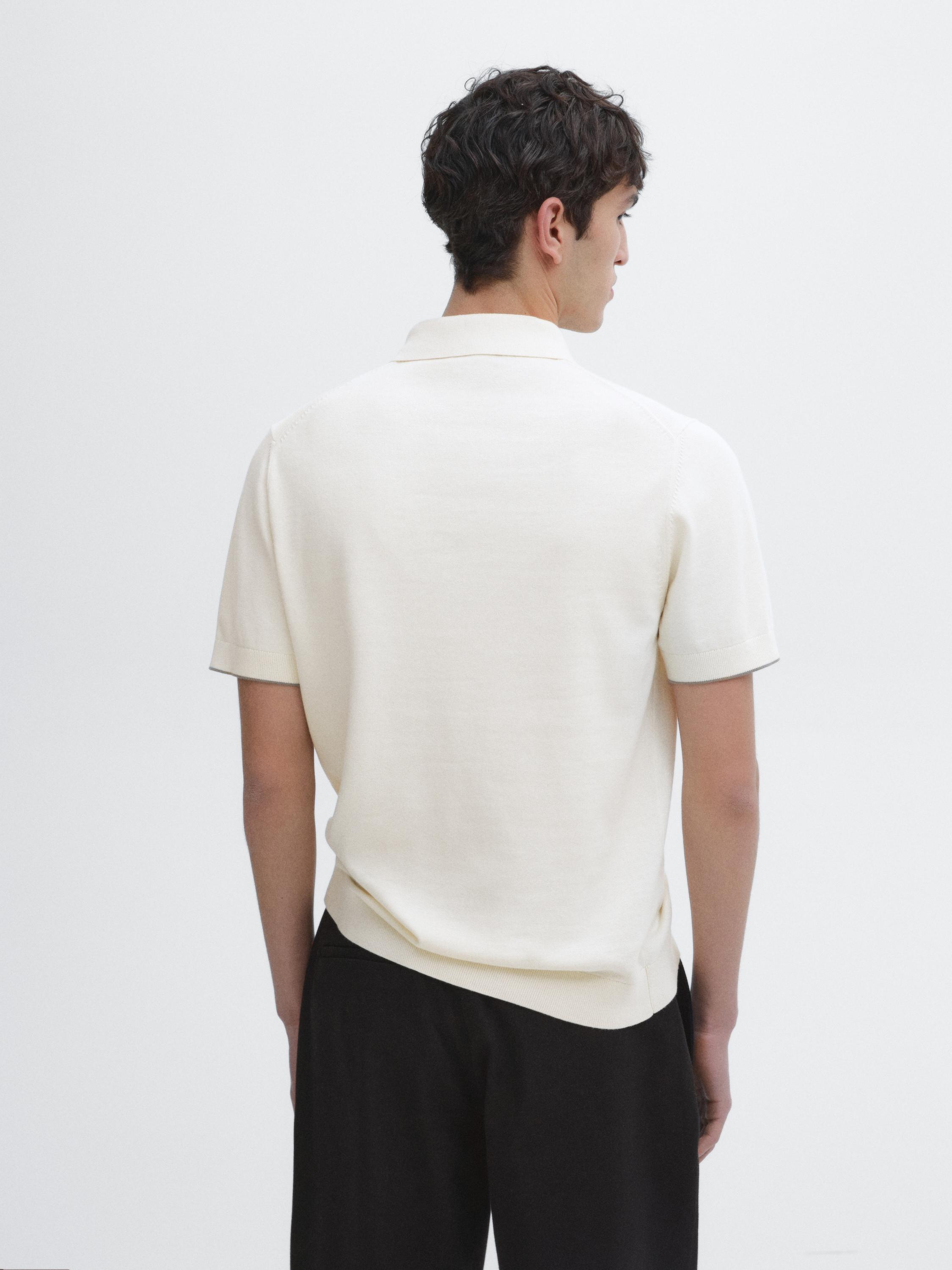 Mock neck knit polo shirt with zip